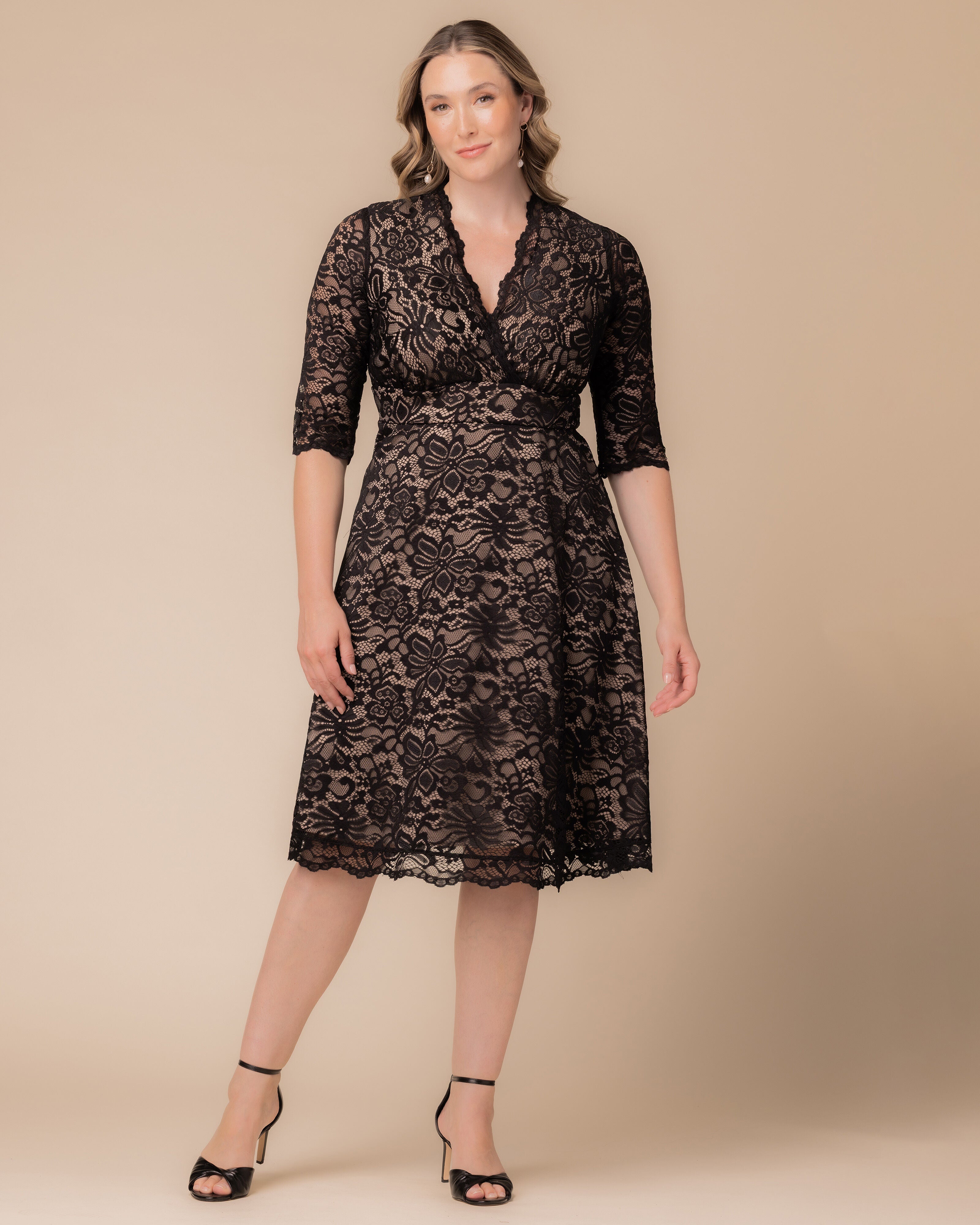 Mademoiselle Lace Cocktail Dress, BLACKNUDE / Black, alternate image number 4