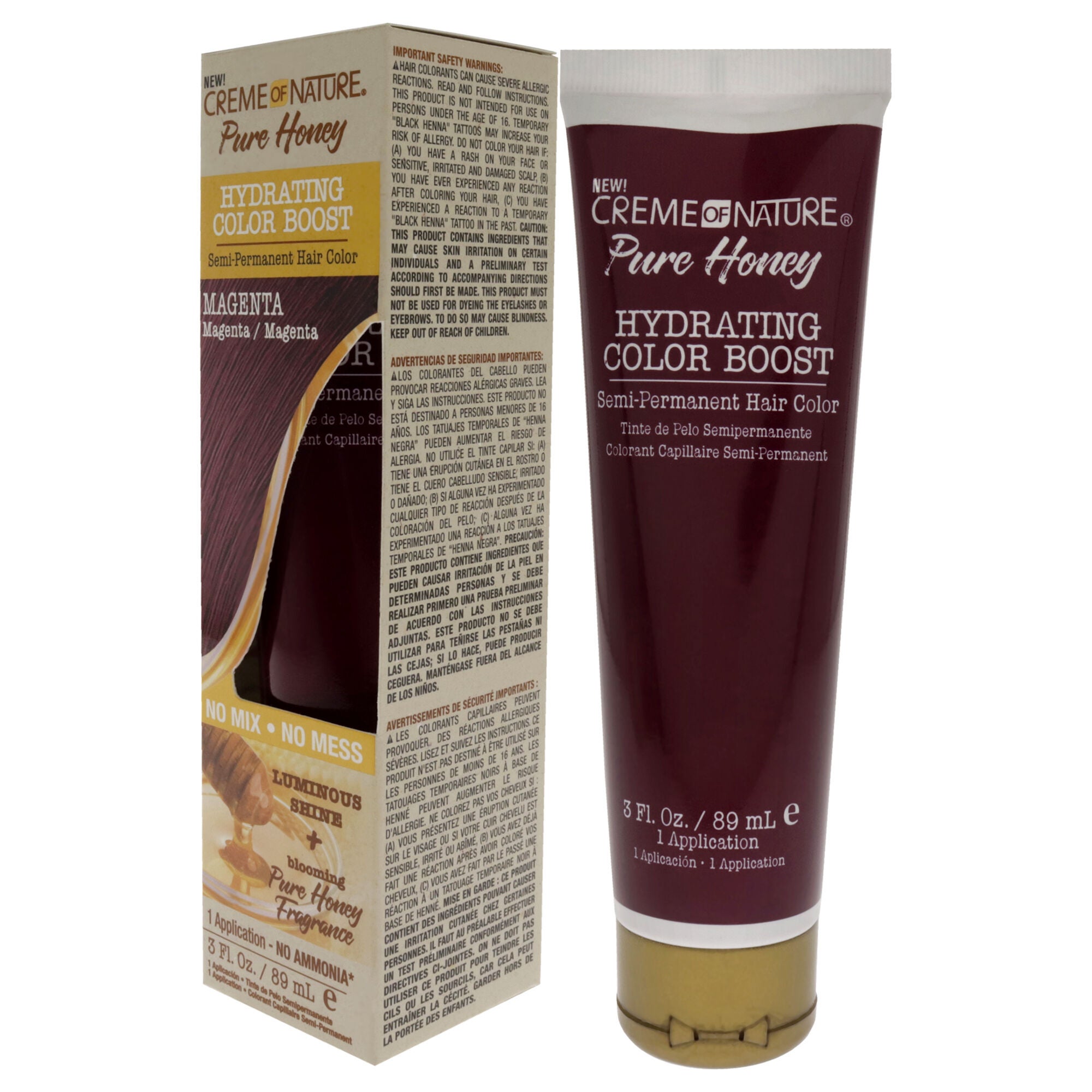 Pure Honey Hydrating Color Boost Semi-Permanent Hair Color - Magenta by Creme of Nature for Unisex - 3 oz Hair Color, See Description, alternate image number 2