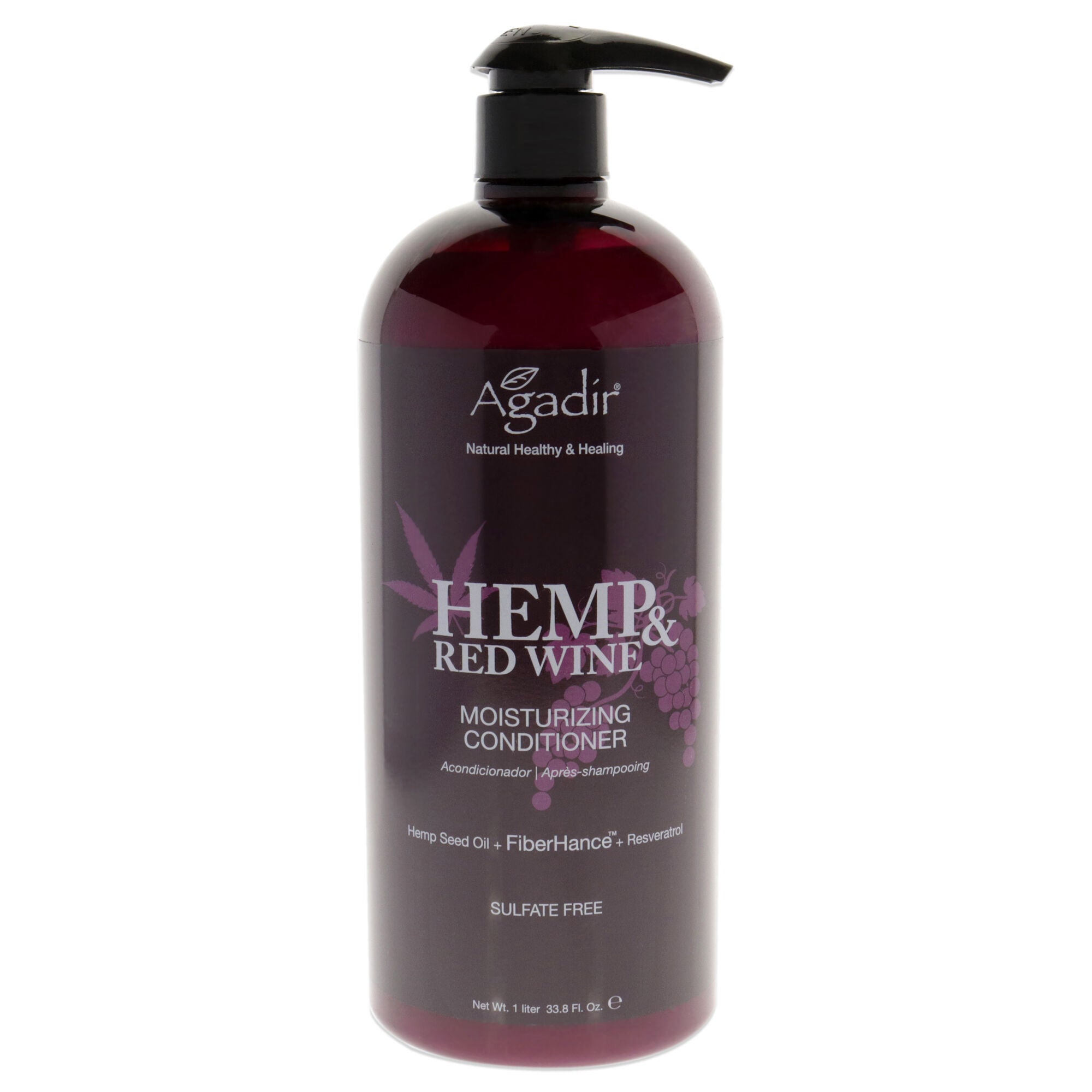 Hemp and Red Wine Moisturizing Conditioner by Agadir for Unisex - 33.8 oz Conditioner, See Description, hi-res image number 0