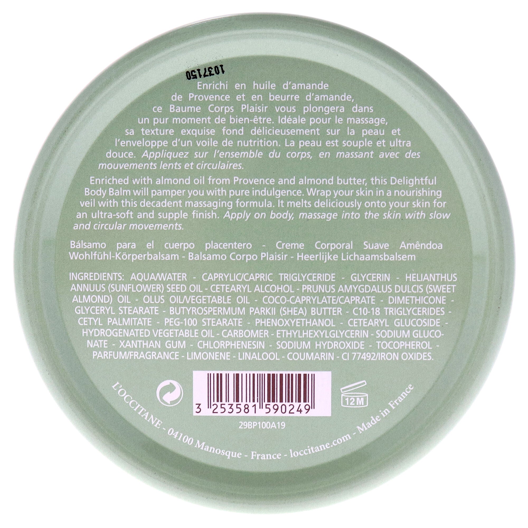 Almond Delightful Body Balm by LOccitane for Unisex - 3.4 oz Balm, See Description, alternate image number 1