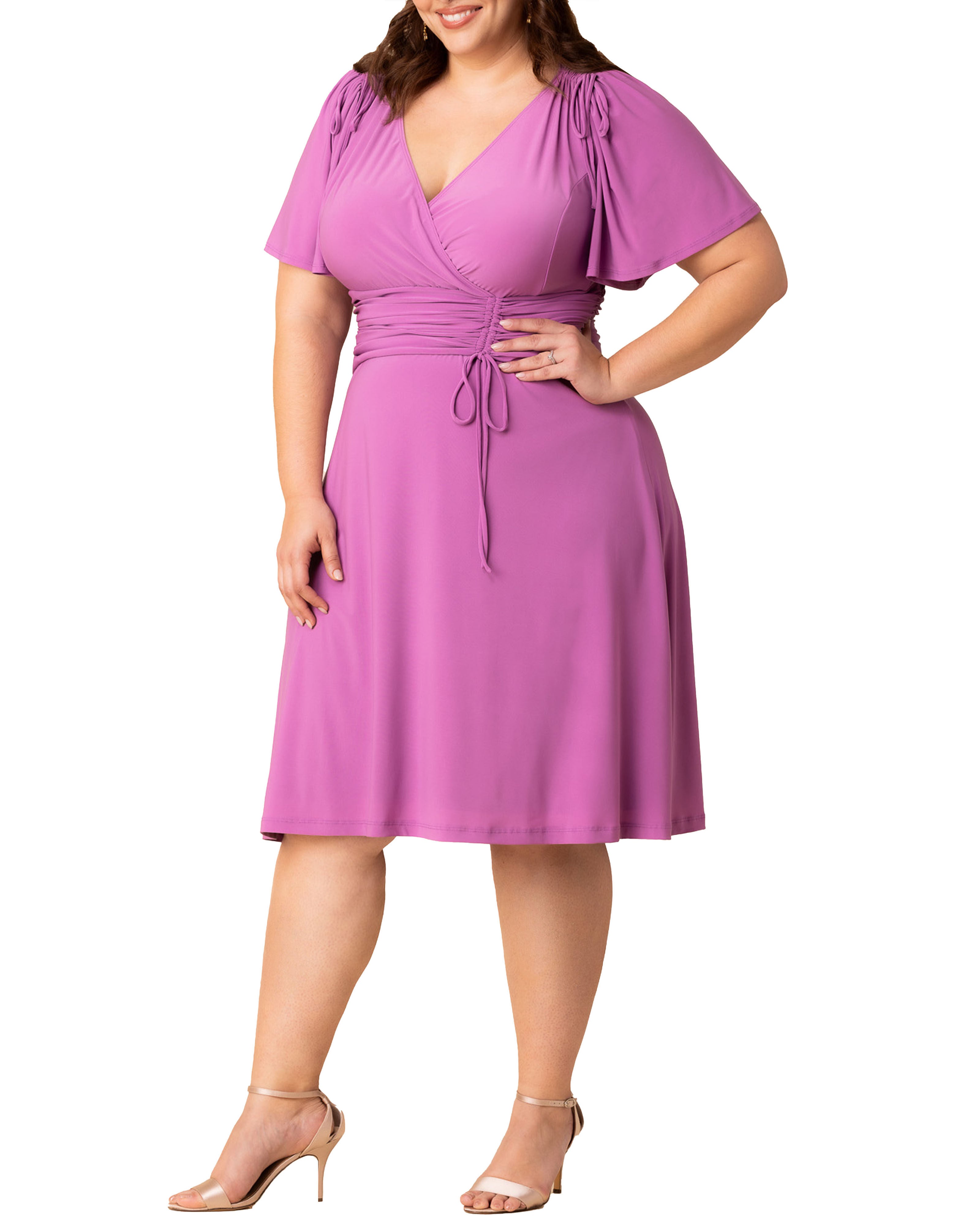 Jemma Ruched Tie Dress, LILAC / Lilac, alternate image number 3