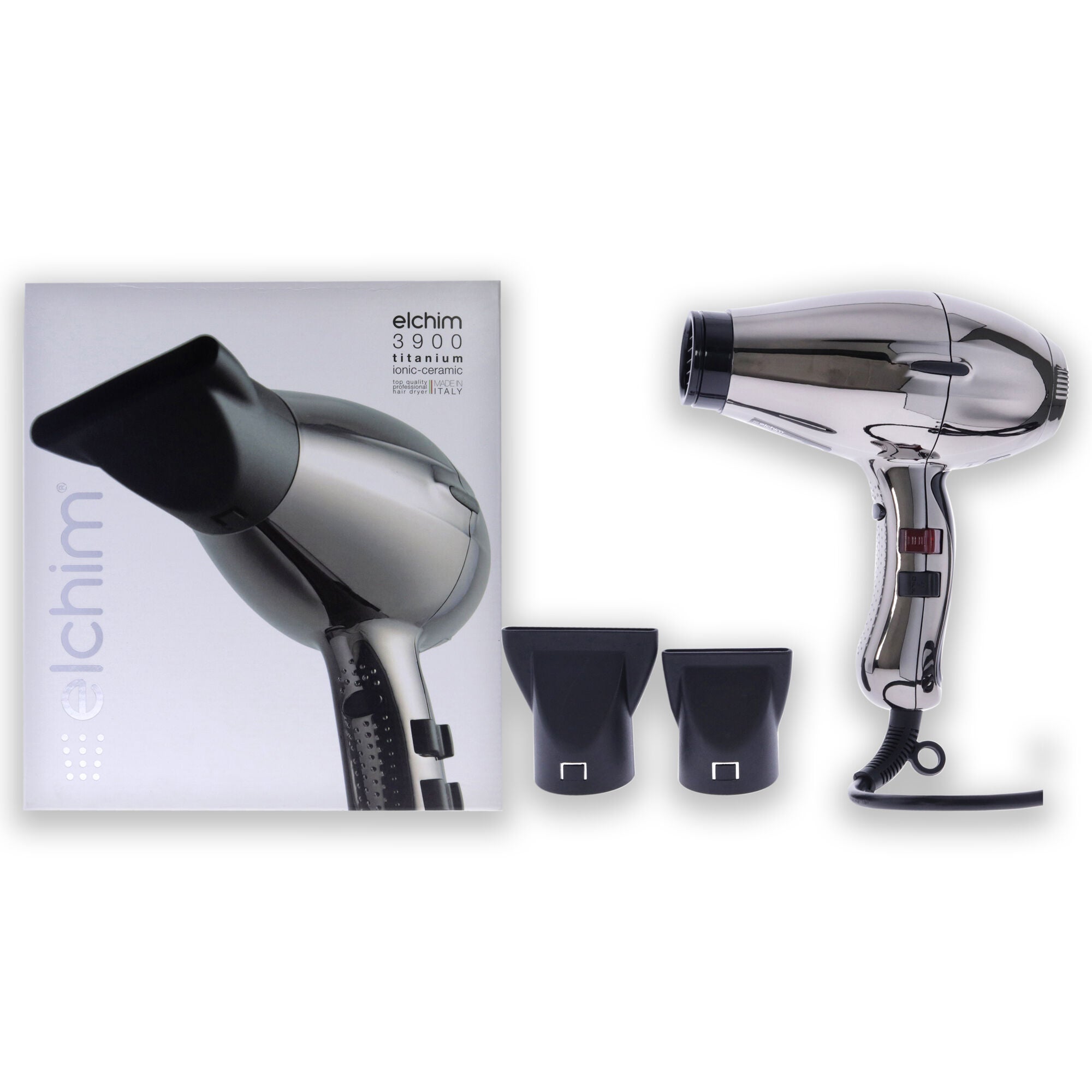 3900 Titanium Ionic-Ceramic Hair Dryer - Black-Silver by Elchim for Unisex - 1 Pc Hair Dryer, See Description, hi-res image number 0