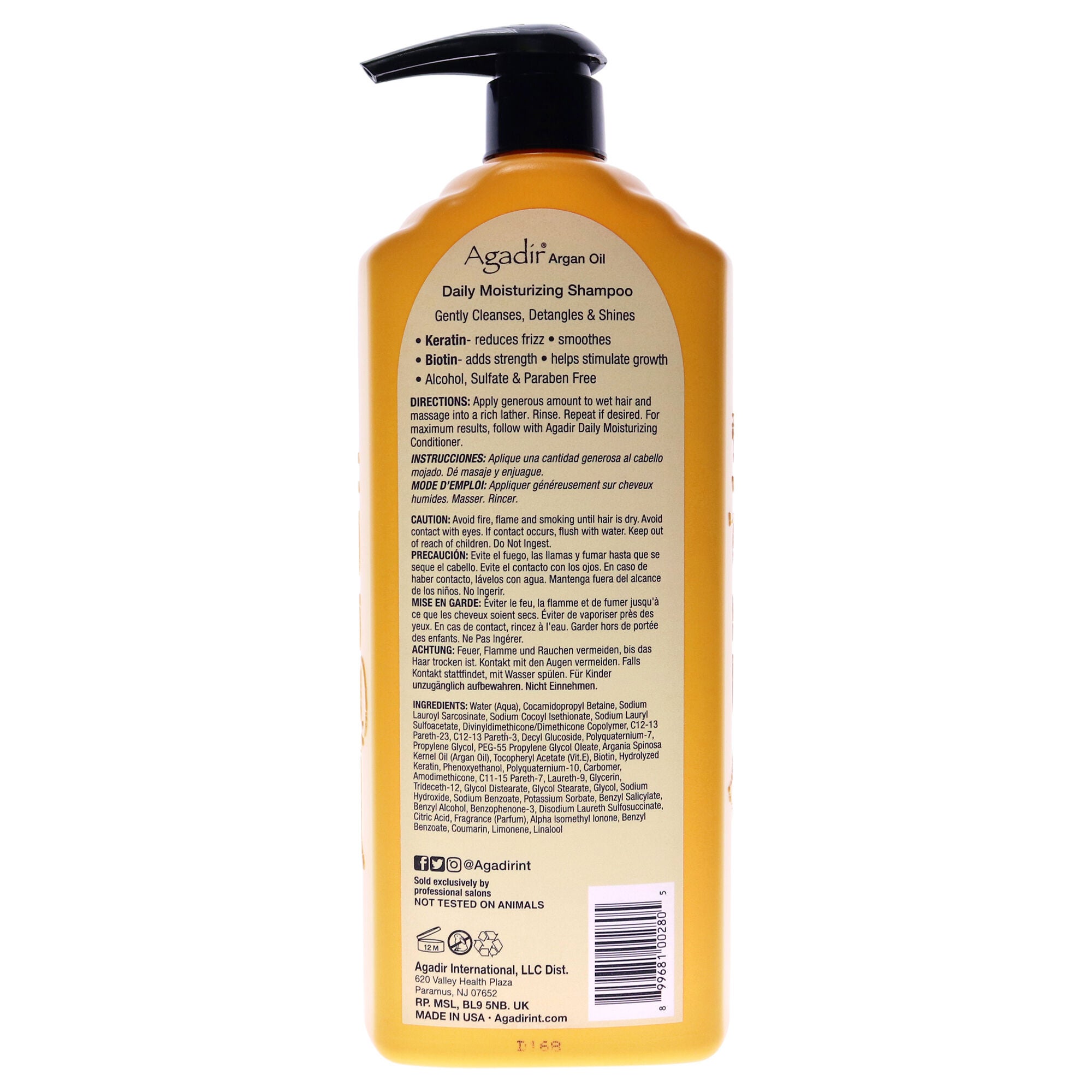 Argan Oil Daily Moisturizing Shampoo by Agadir for Unisex - 33.8 oz Shampoo, See Description, alternate image number 2