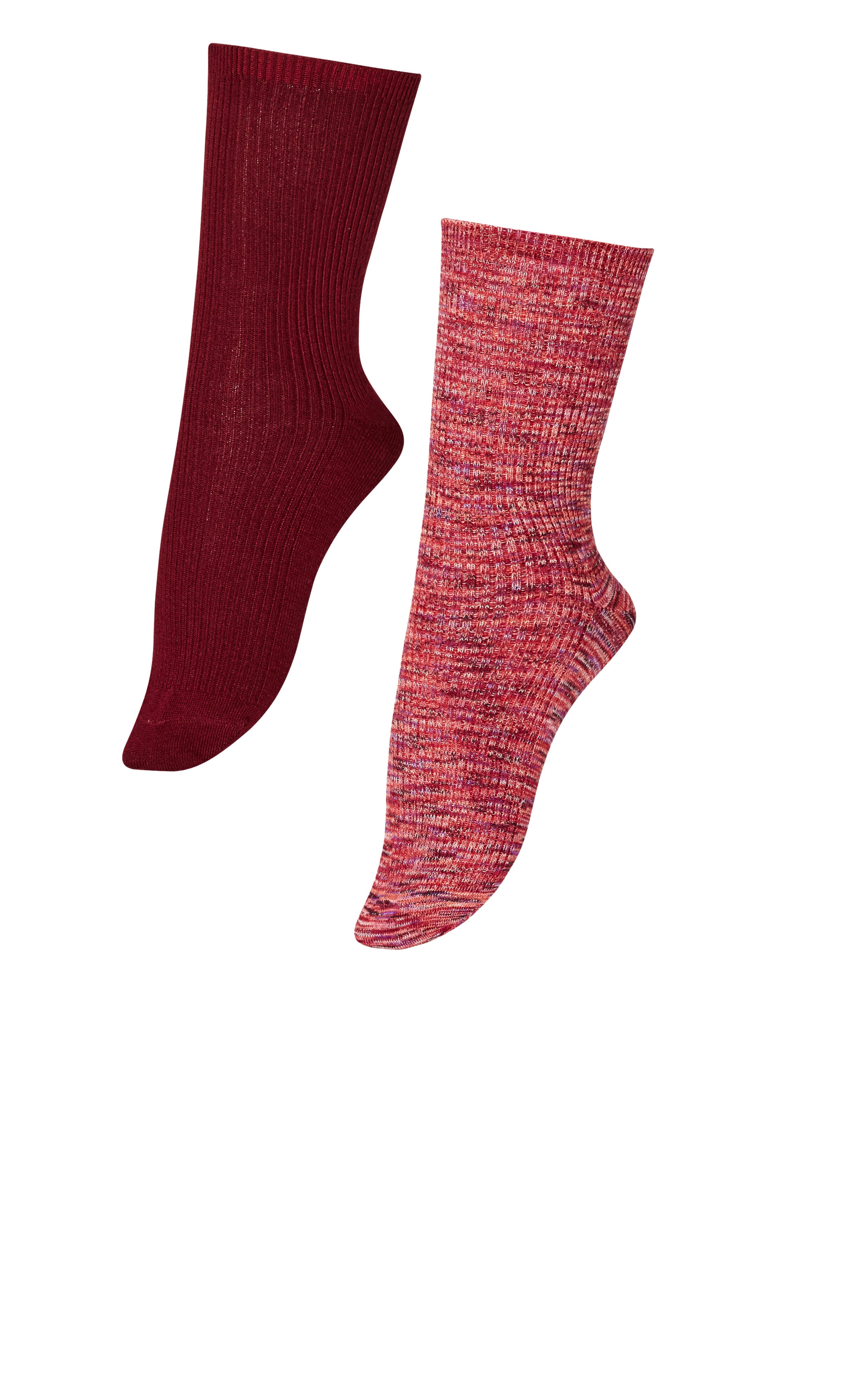 Ribbed Socks 2 Pack - burgundy, Red, hi-res image number 0