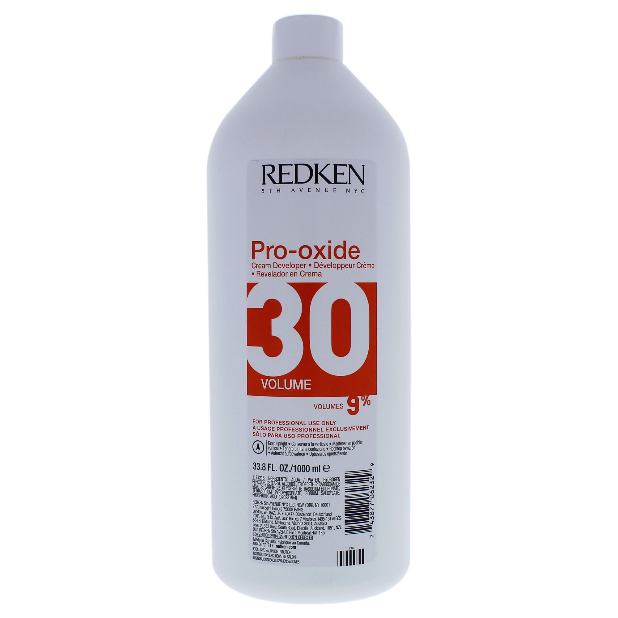 Pro-Oxide Cream Developer - 30 Volume 9Percent by Redken for Unisex - 33.8 oz Lightener, See Description, alternate image number 1