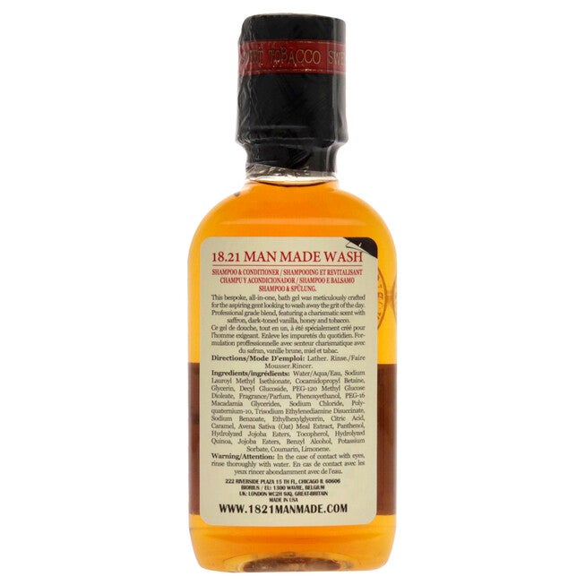 Man Made Wash - Sweet Tobacco by 18.21 Man Made for Men - 3.4 oz 3-In-1 Shampoo, Conditioner and Body Wash, , alternate image number null