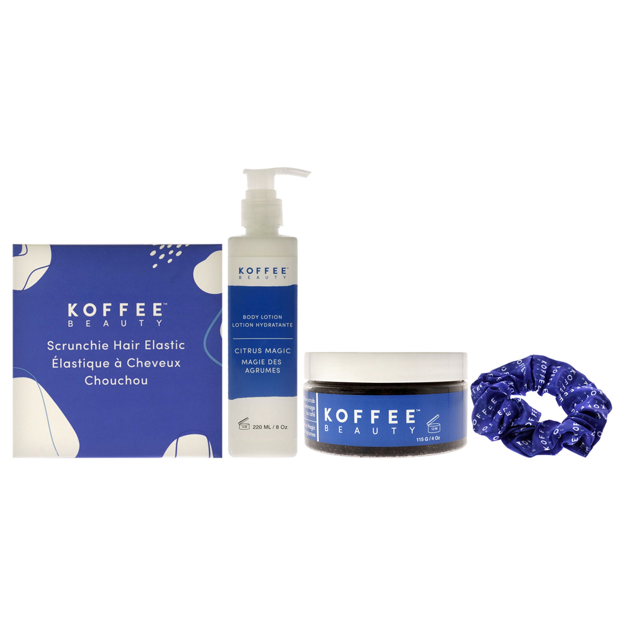 Citrus Magic Set by Koffee Beauty for Unisex - 3 Pc 4oz Citrus Magic Coffee Scrub, 8oz Citrus Magic Body Lotion, Silk Scrunchie, See Description, alternate image number 3