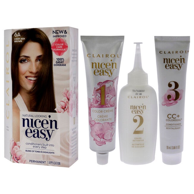 Nice n Easy Permanent Color - 6A 114 Light Ash Brown by Clairol for Women - 1 Application Hair Color, NA, alternate image number null