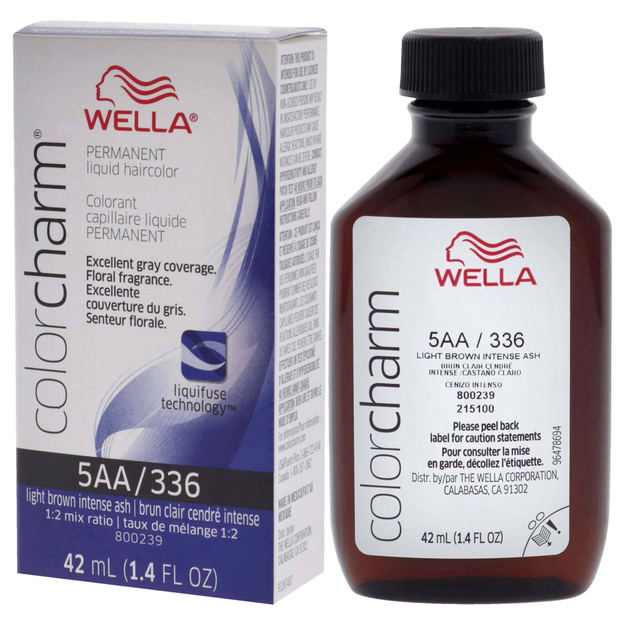 Color Charm Permanent Liquid Hair Color - 336 5AA Light Drab Brown by Wella for Unisex - 1.42 oz Hair Color, See Description, alternate image number 3