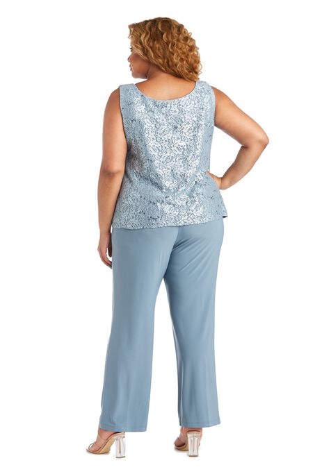 Three-Piece Pant Set with Metallic Lace Detail, , alternate image number null