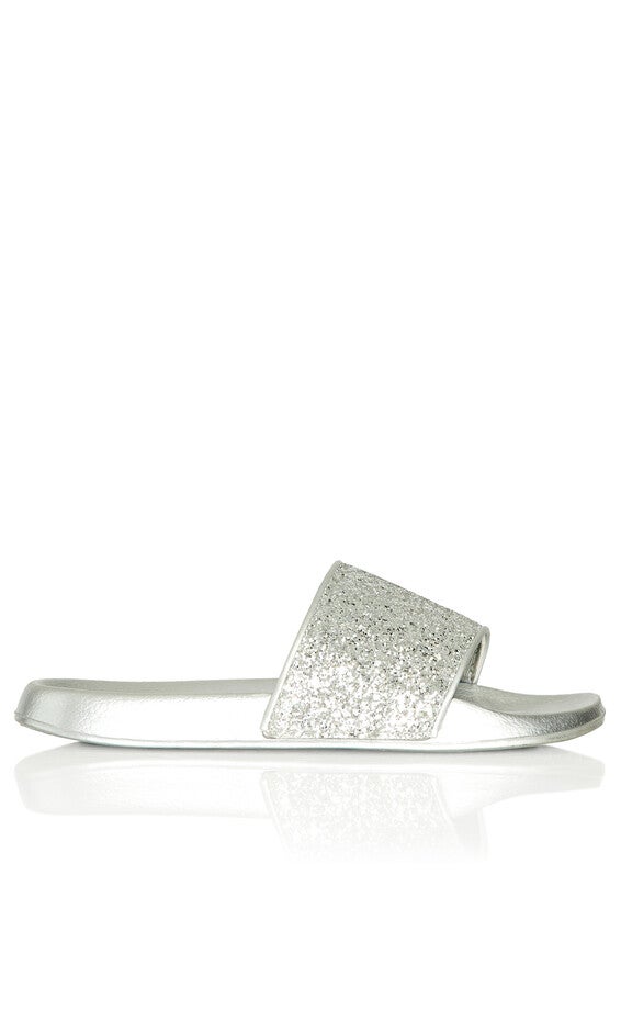 WIDE FIT Sally Sparkle Slide - silver, , alternate image number null