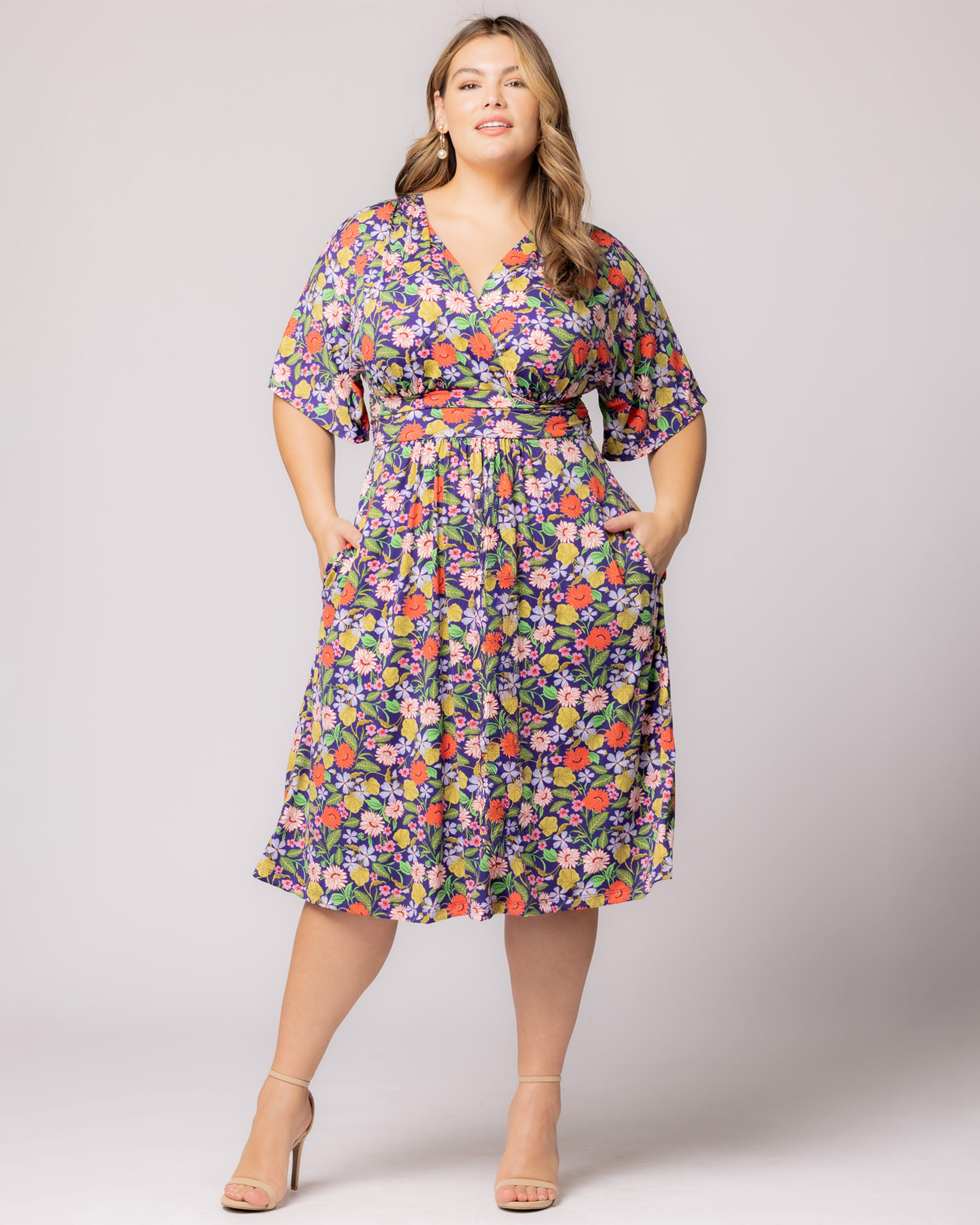 Gia Midi Dress, VIBRANT GARDEN PRINT / Purple, alternate image number 4