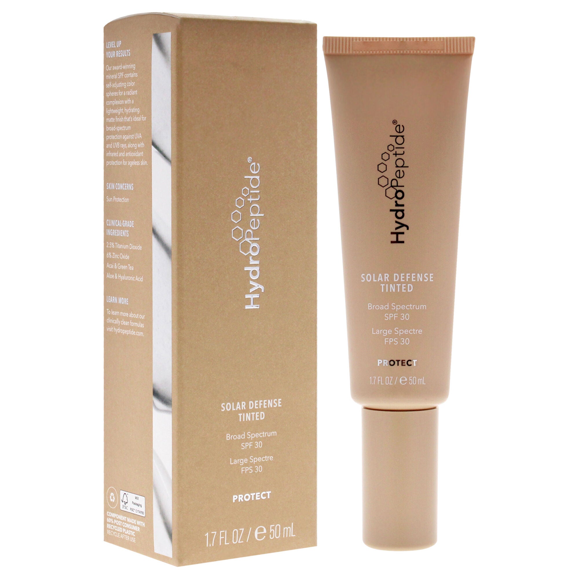 Solar Defense Tinted SPF 30 by Hydropeptide for Unisex - 1.7 oz Sunscreen, See Description, alternate image number 2