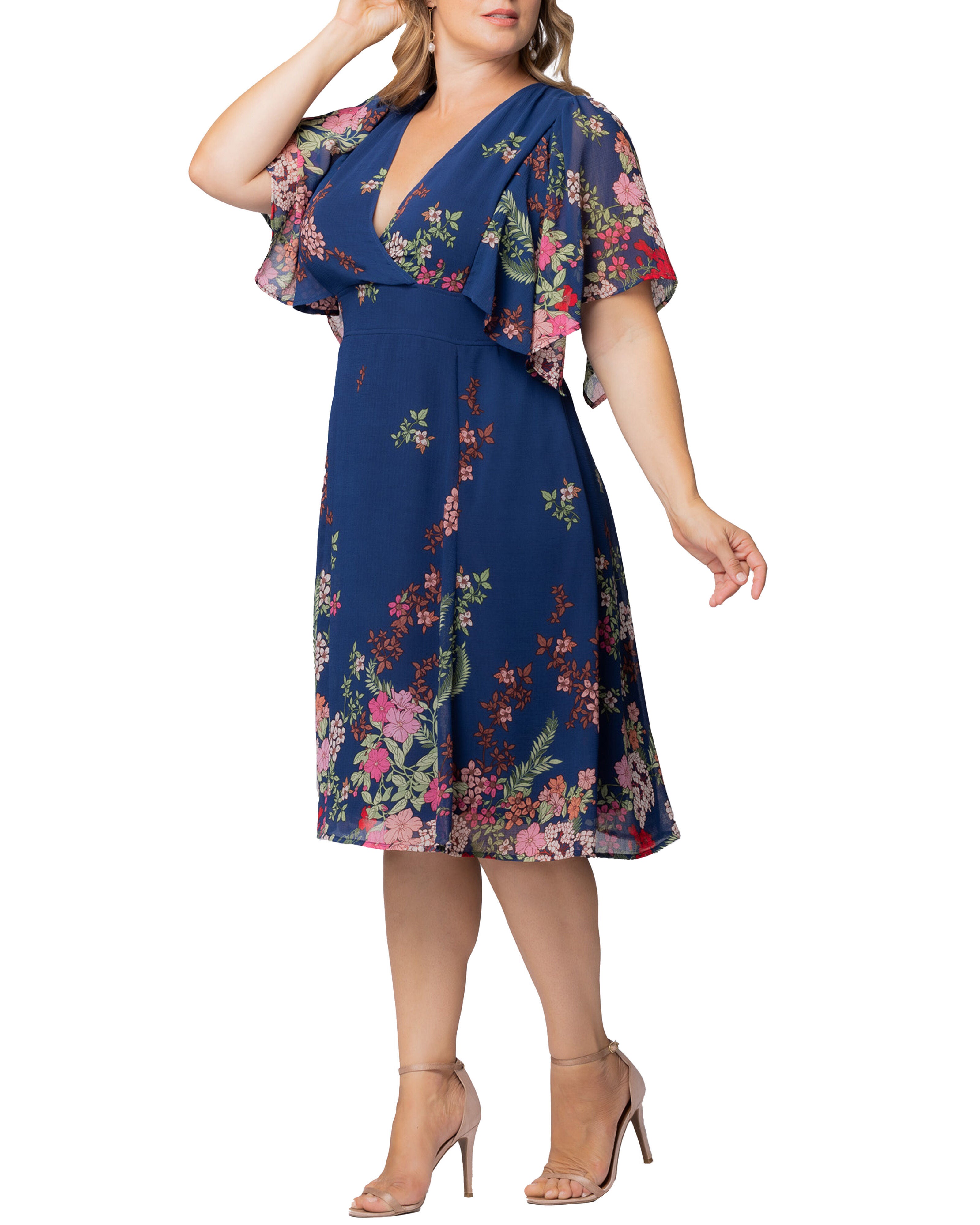 Breezy Border Print Cocktail Dress, TWILIGHT GARDEN BORDER / Royal Blue, alternate image number 3