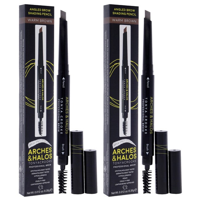 Angled Brow Shading Pencil - Warm Brown by Arches and Halos for Women - 0.012 oz Eyebrow Pencil - Pack of 2, NA, alternate image number null