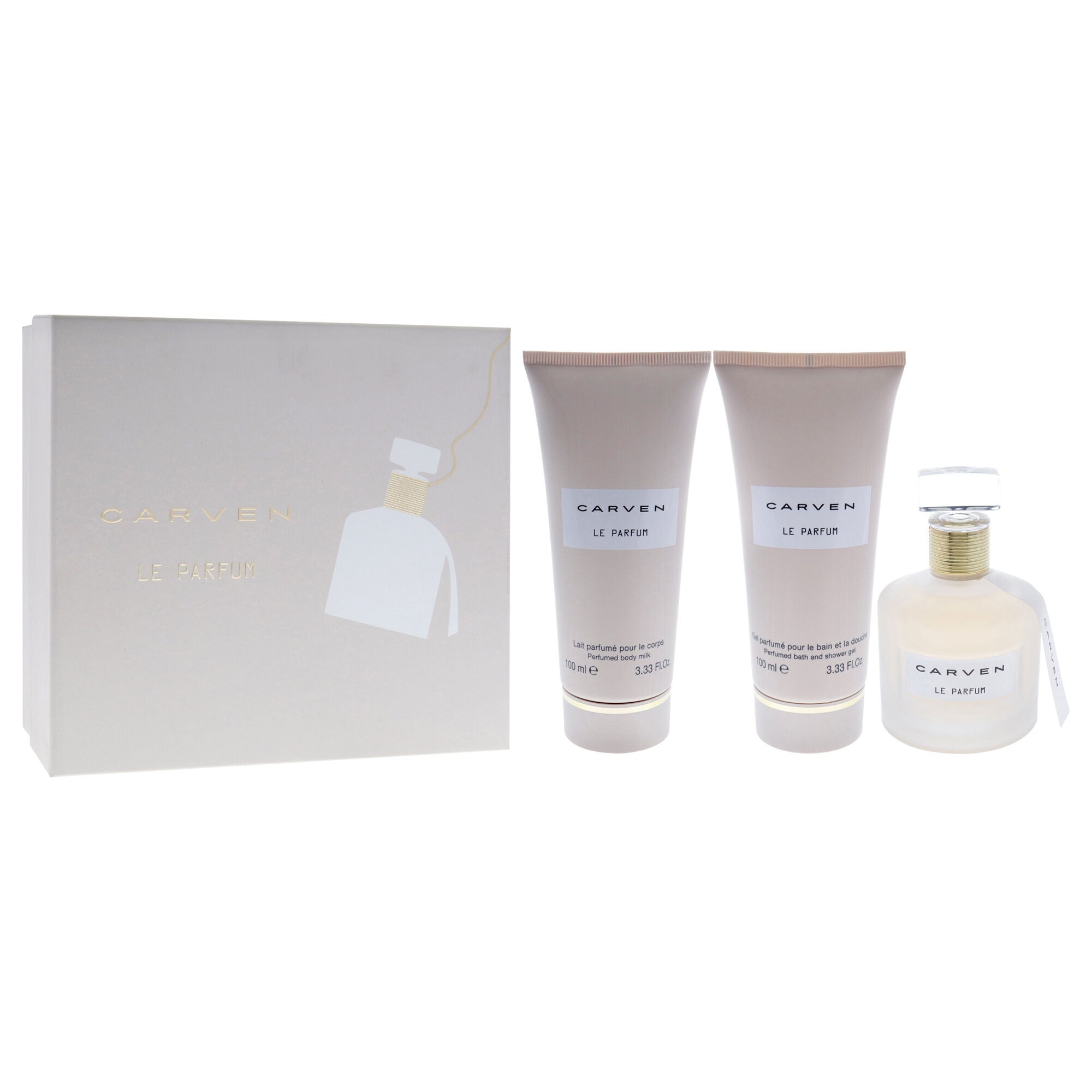 Le Parfum by Carven for Women - 3 Pc Gift Set 3.33oz EDP Spray, 3.33oz Perfumed Body Milk, 3.33oz Perfumed Bath and Shower Gel, Clear, alternate image number 2