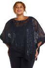 Faux 3-Piece Pant Set with Sequin and Lace Poncho, , alternate image number null