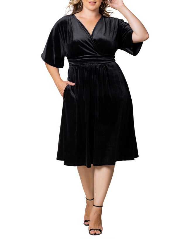 velour cocktail dress Ashley Lauren 4646 Velvet Cocktail Dress with Bow Black/Hot Pink / 6