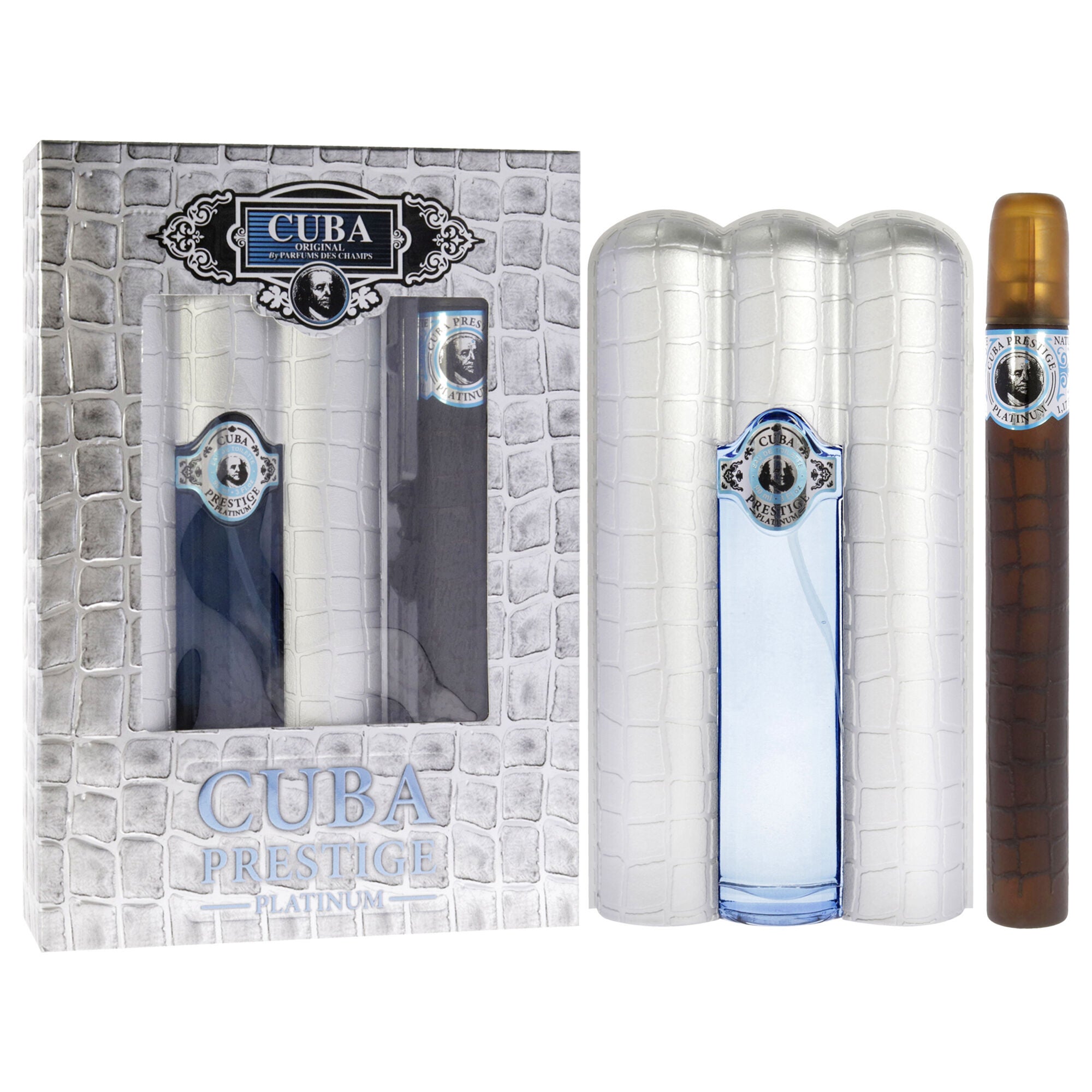 Cuba Prestige Platinum by Cuba for Men - 2 Pc Gift Set 3oz EDT Spray, 1.17oz EDT Spray, Clear, alternate image number 2
