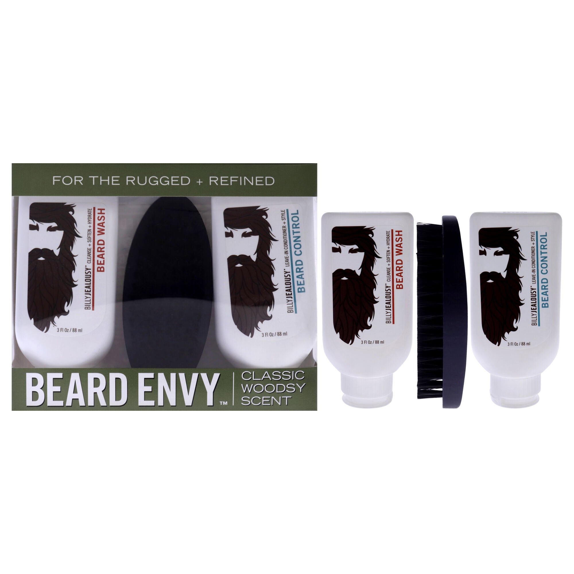Beard Envy Kit by Billy Jealousy for Men - 3 Pc 3oz Beard Wash, 3oz Beard Control, Brush, See Description, hi-res image number 0