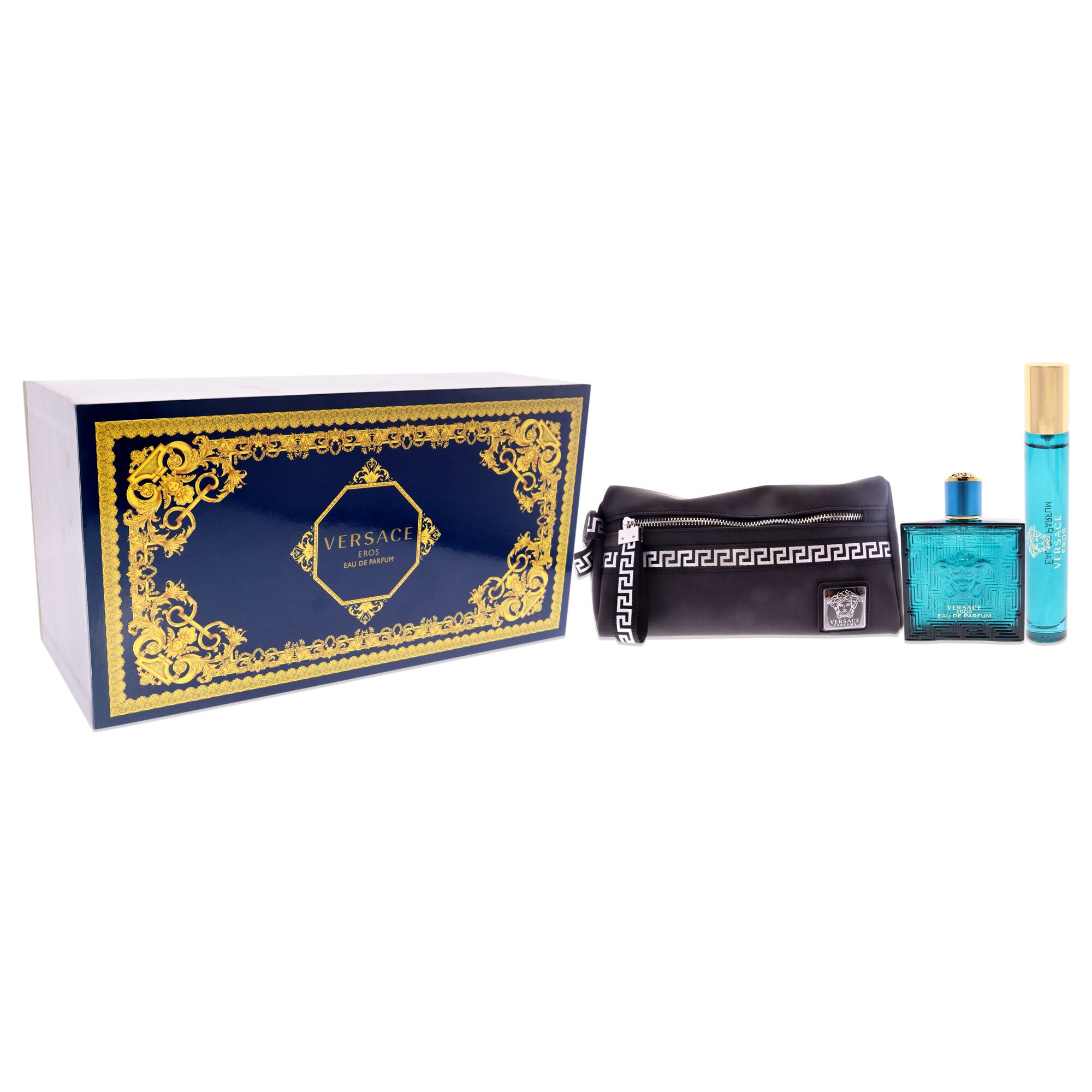 Versace Eros by Versace for Men - 3 Pc Gift Set - 3.4oz EDP Spray, 0.3oz EDP Spray, Pouch, See Description, alternate image number 2