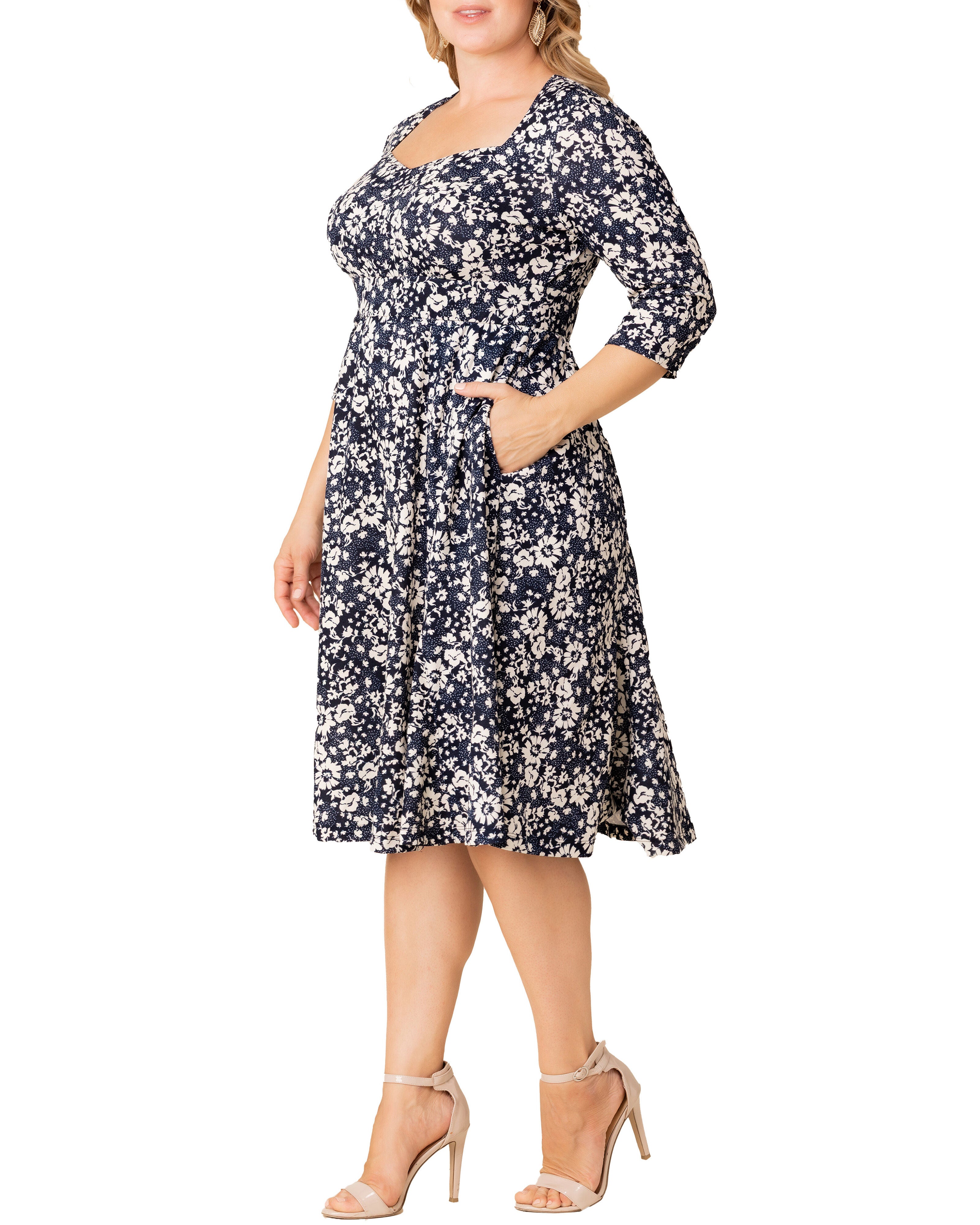 Royal Sweetheart Cocktail Dress, AEGEAN BLUE FLORALS / Teal, alternate image number 3