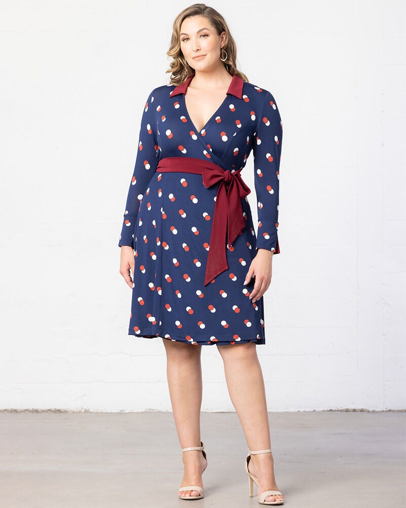 Sophisticate Wrap Dress, Navy Dot Duo, alternate image number 2