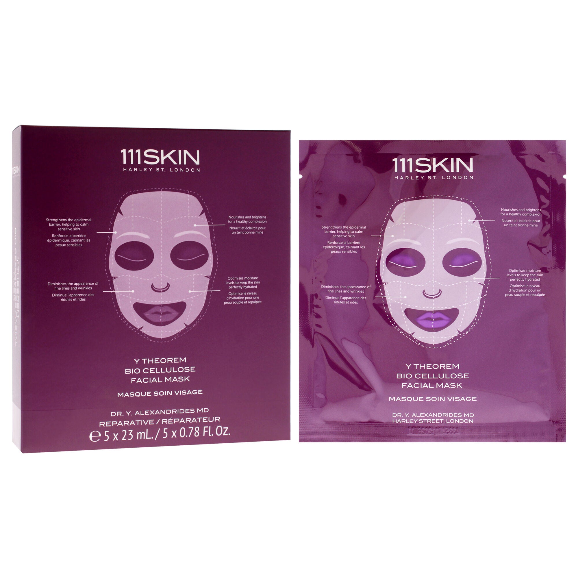 Y Theorem Bio Cellulose Facial Mask by 111Skin for Unisex - 5 Pc Mask, See Description, alternate image number 1