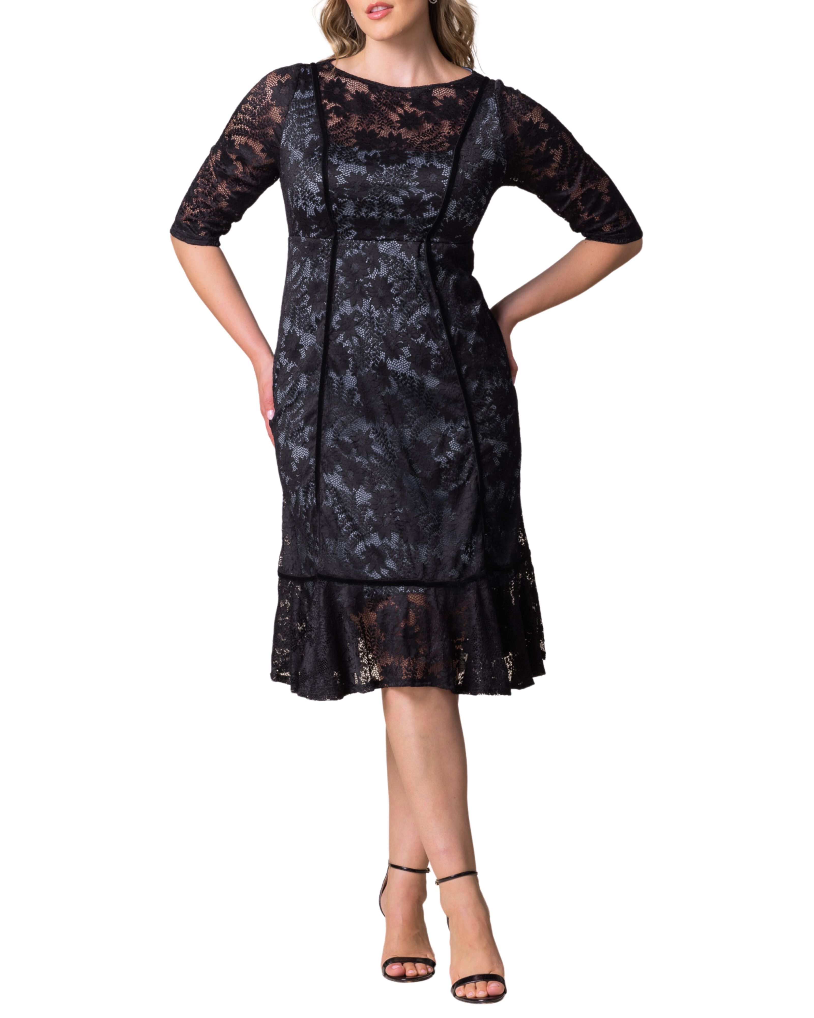 HAMPTON LACE COCKTAIL DRESS, SHADOWED STREAM / Black, hi-res image number 0