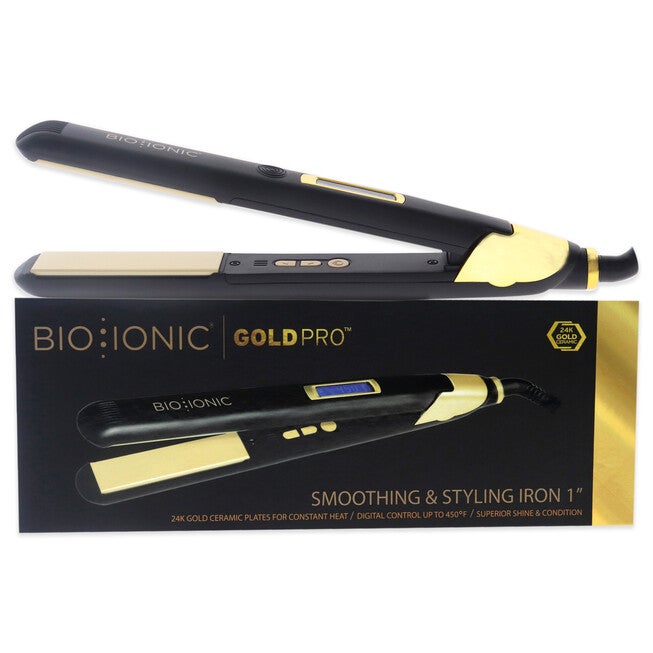 Gold Pro Smoothing and Styliing Iron - Z-GPT-SM-1.0 by Bio Ionic for Women - 1 Inch Flat Iron, , alternate image number null
