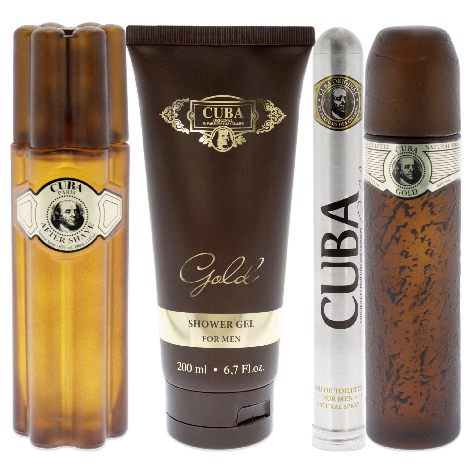 Cuba Gold by Cuba for Men - 4 Pc Gift Set 3.3oz EDT Spray, 1.17oz EDT Spray, 3.3oz After Shave, 6.7oz Shower Gel, , alternate image number 4