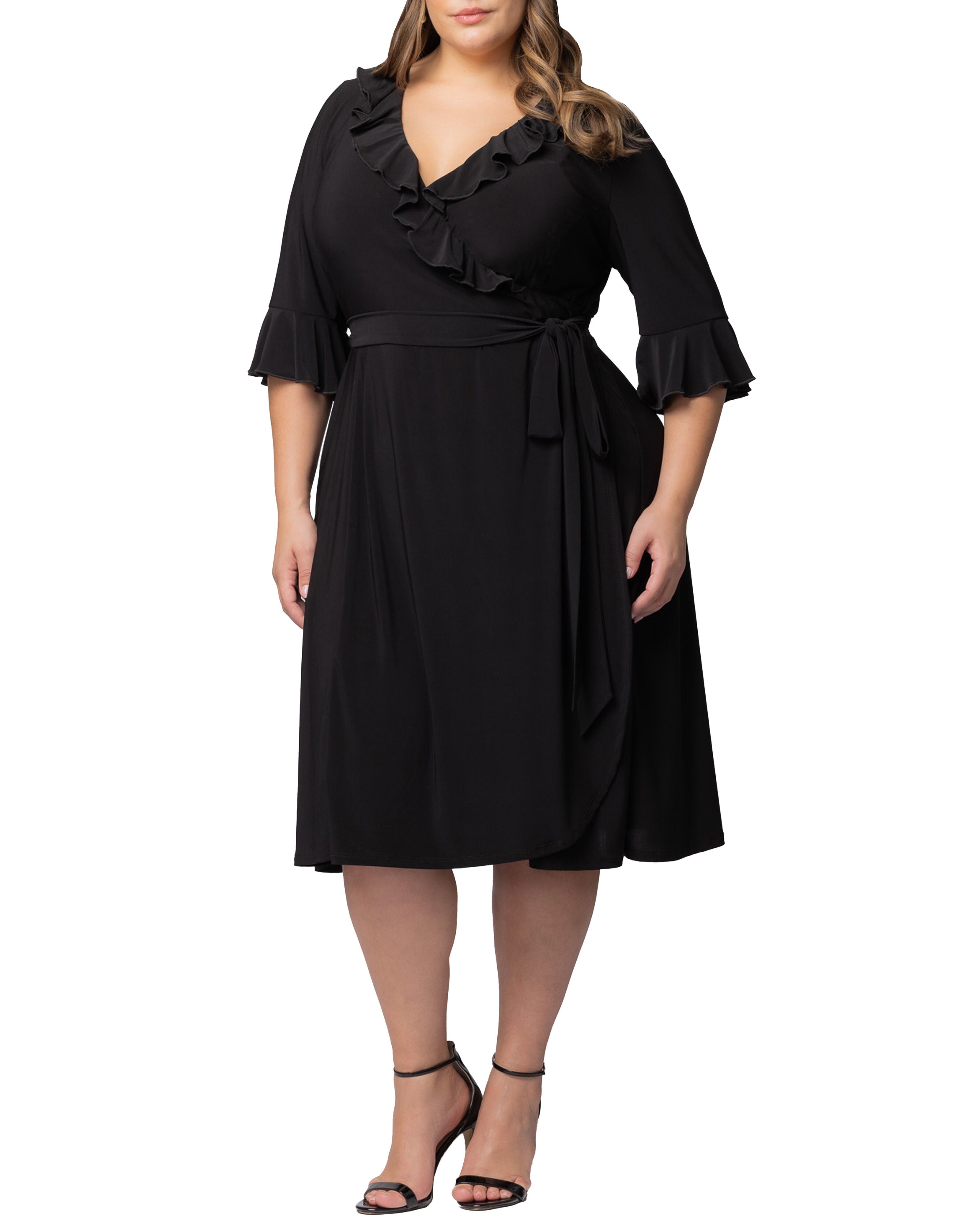 Barcelona Wrap Dress, BLACK NOIR / Black, hi-res image number 0