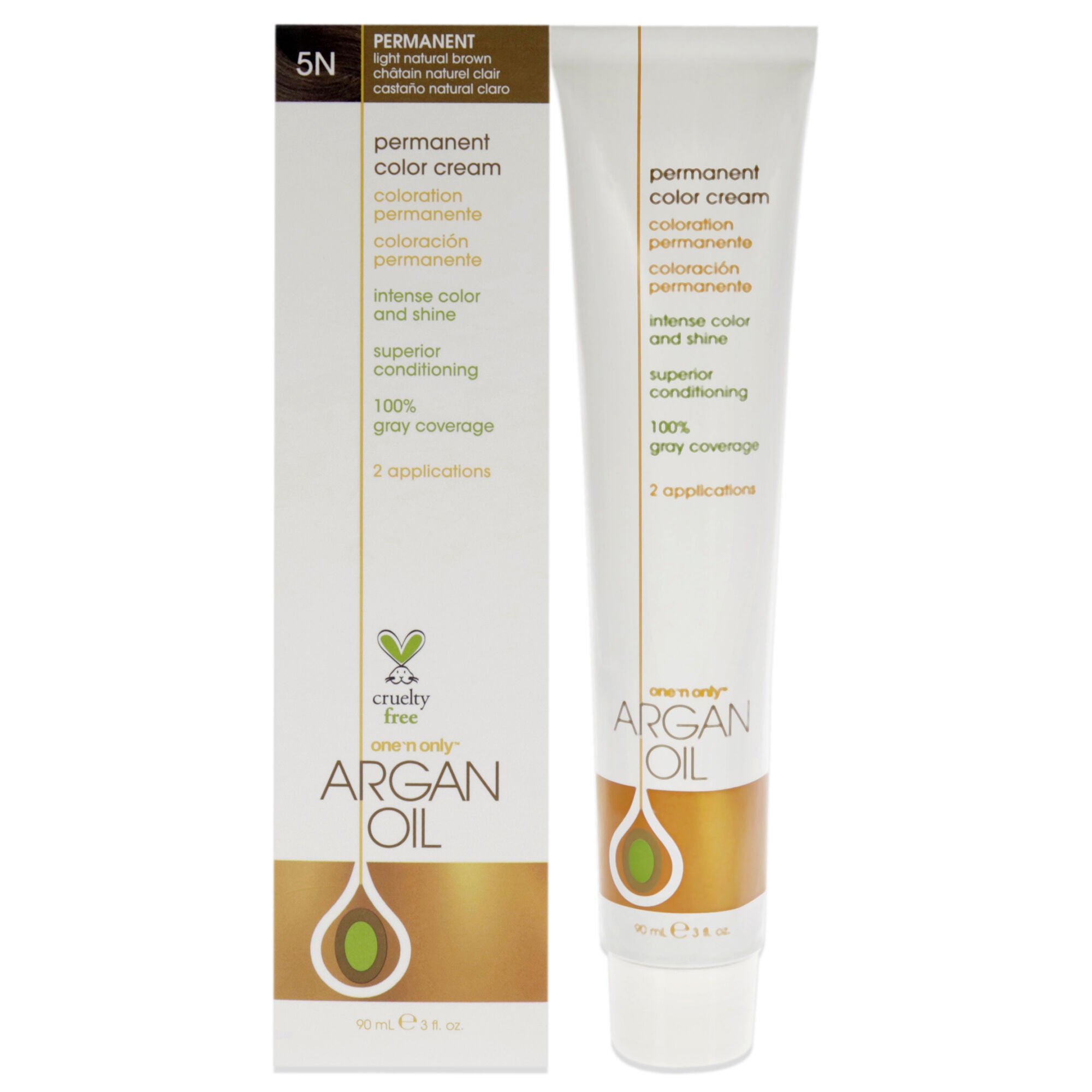 Argan Oil Permanent Color Cream - 5N Light Natural Brown by One n Only for Unisex - 3 oz Hair Color, See Description, hi-res image number 0