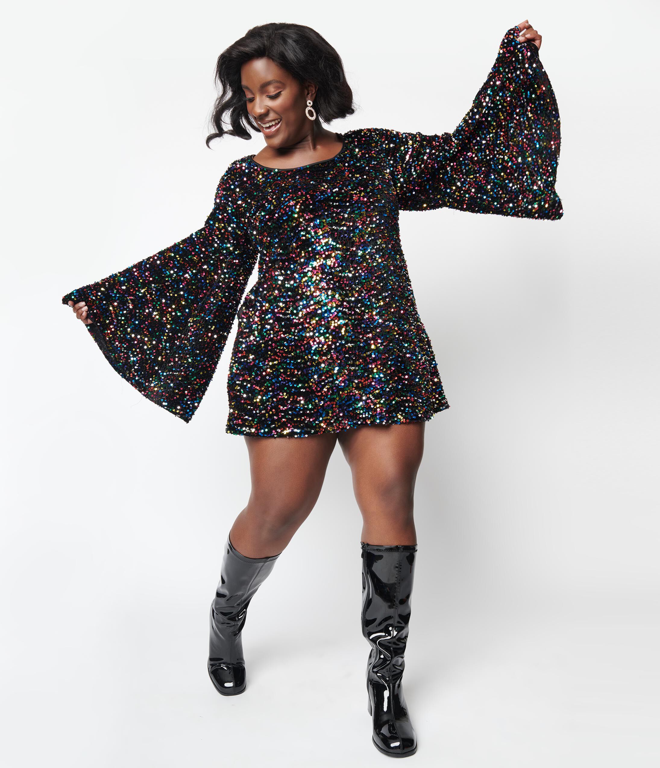 Smak Parlour Rainbow Sequin Downtown Scene Mini Dress, , alternate image number 8