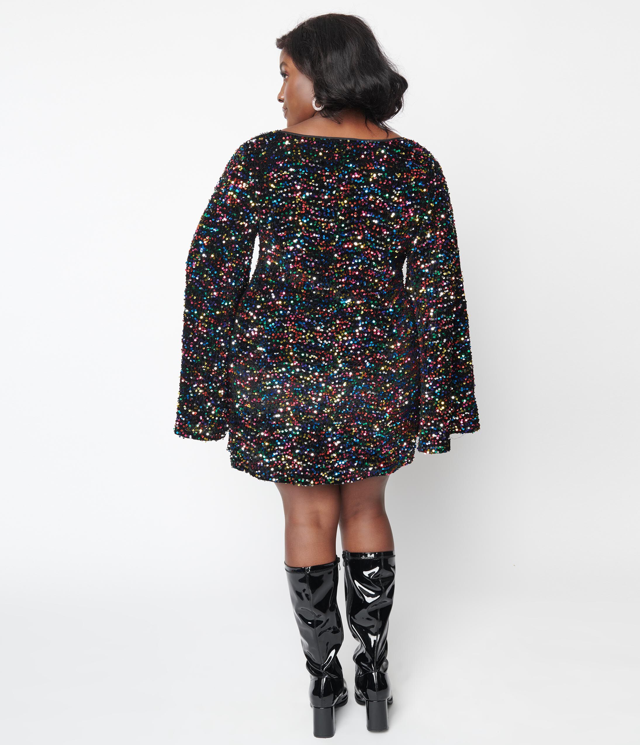 Smak Parlour Rainbow Sequin Downtown Scene Mini Dress, , alternate image number 7