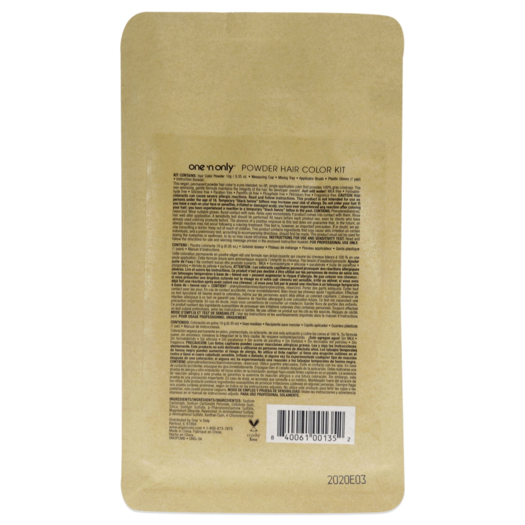 Powder Hair Color Kit - Medium Brown by One n Only for Unisex - 0.35 oz Hair Color, See Description, alternate image number 3