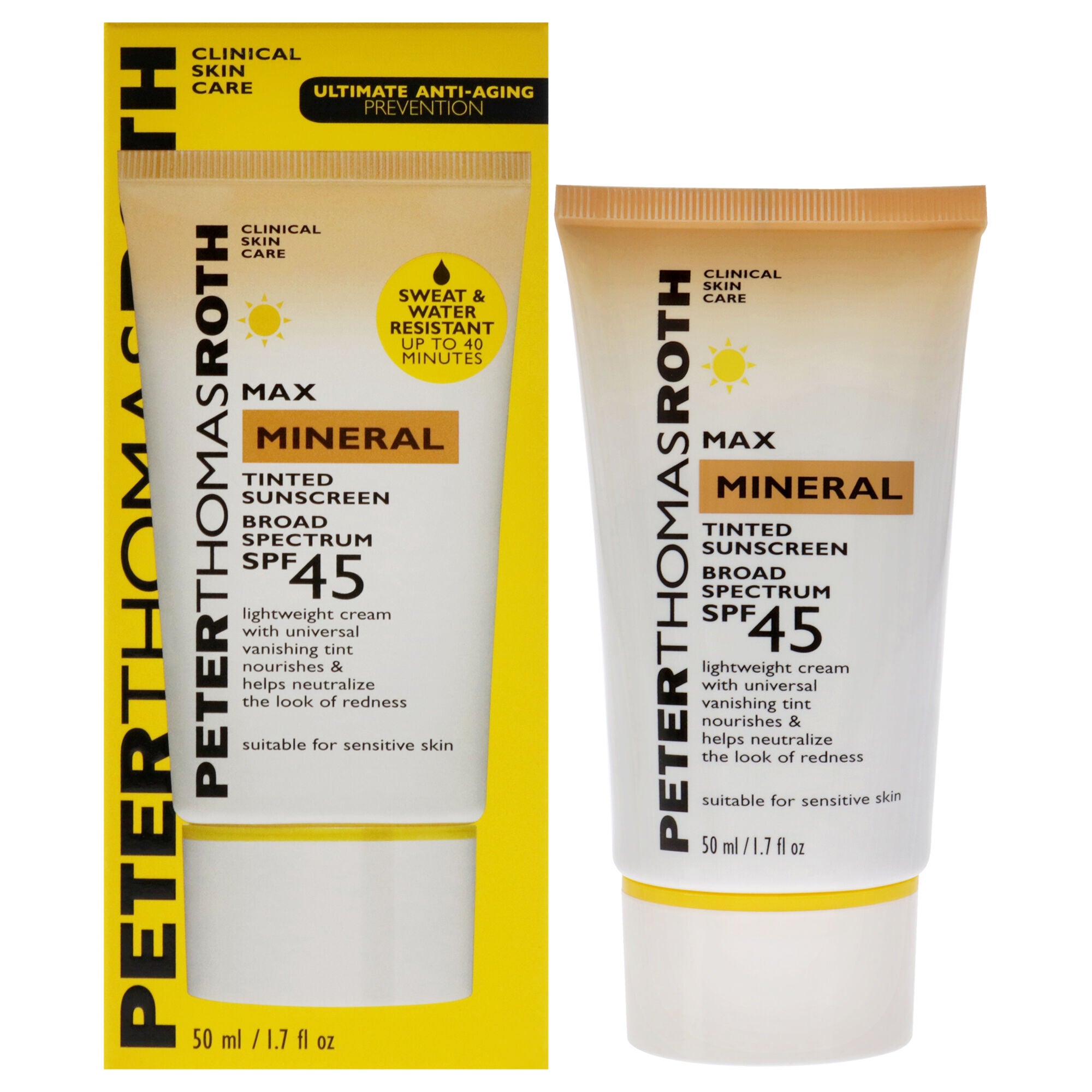 Max Mineral Tinted Sunscreen SPF 45 by Peter Thomas Roth for Unisex - 1.7 oz Sunscreen, See Description, hi-res image number 0