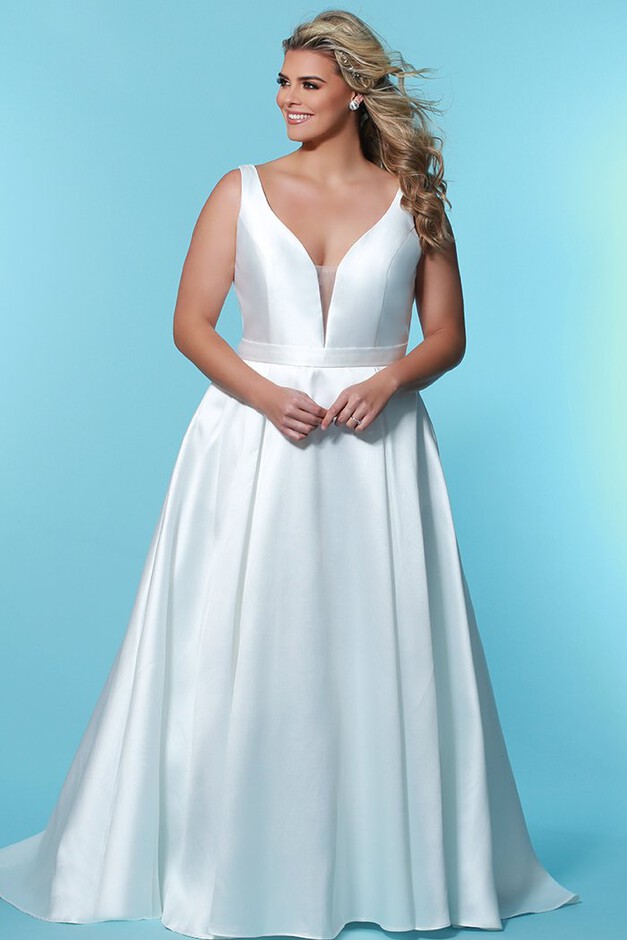 Jayne Wedding Dress Plus Size Satin Bridal Dress with Pockets
