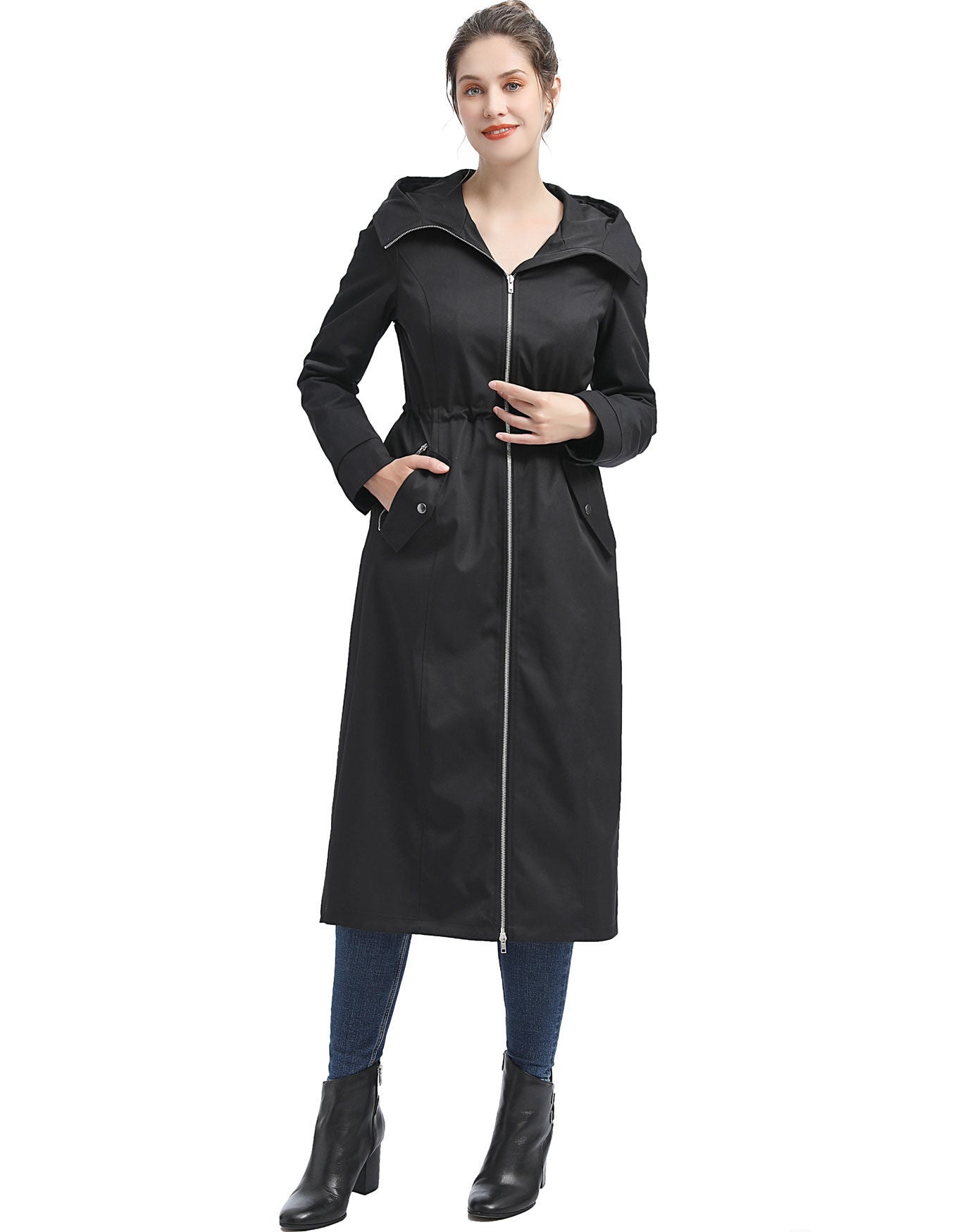 Zip-Out Lined Hooded Long Raincoat, , alternate image number 2