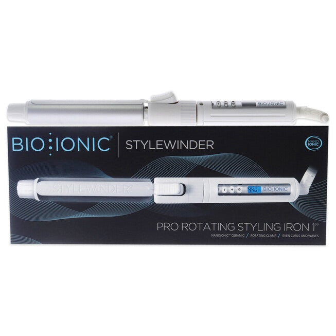 StyleWinder Pro Rotating Styling Iron - White by Bio Ionic for Women - 1 Inch Flat Iron, NA, hi-res image number null