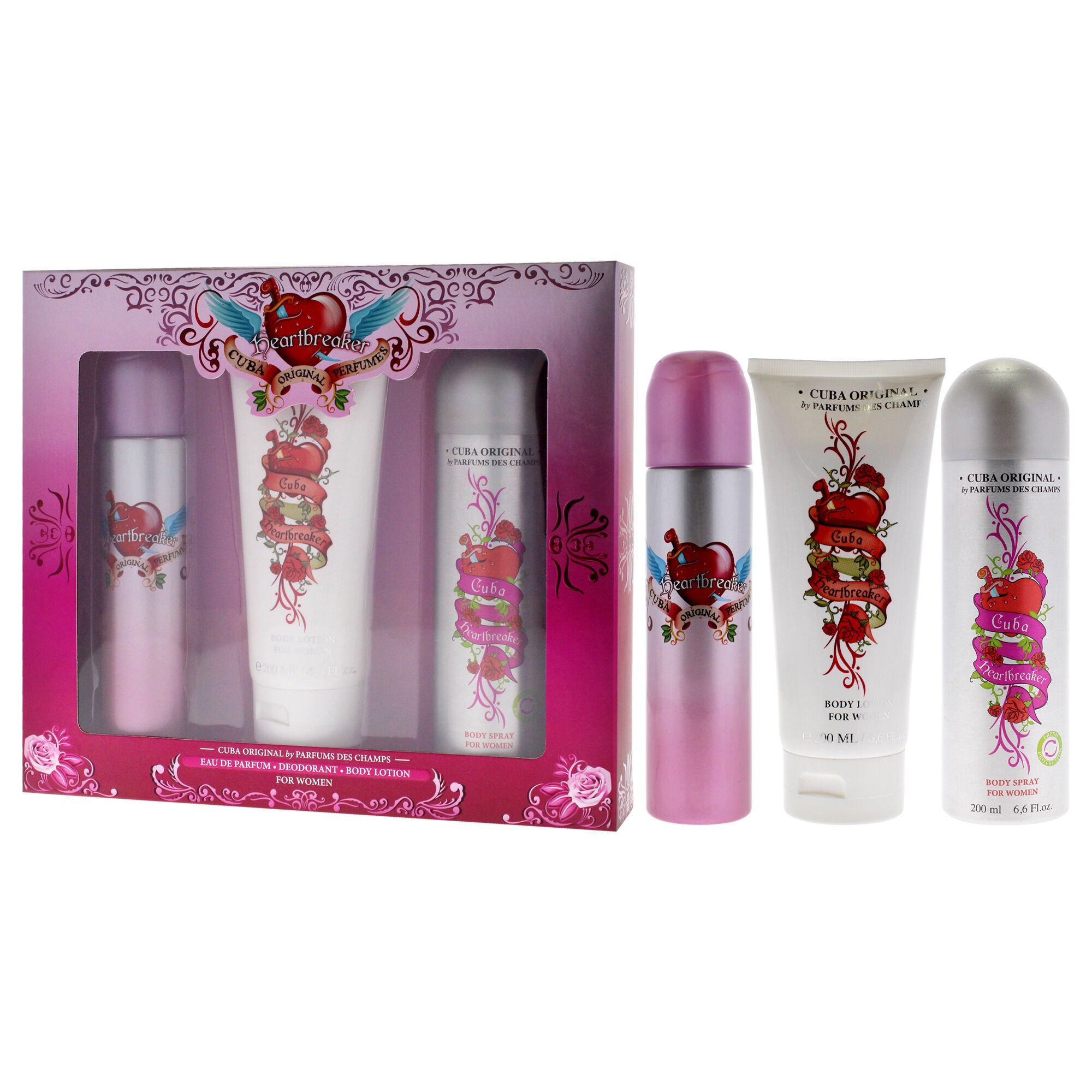 Cuba Heartbreaker by Cuba for Women - 3 Pc Gift Set 3.3oz EDP Spray, 6.7oz Body Spray, 4.3oz Body Lotion, See Description, alternate image number 3