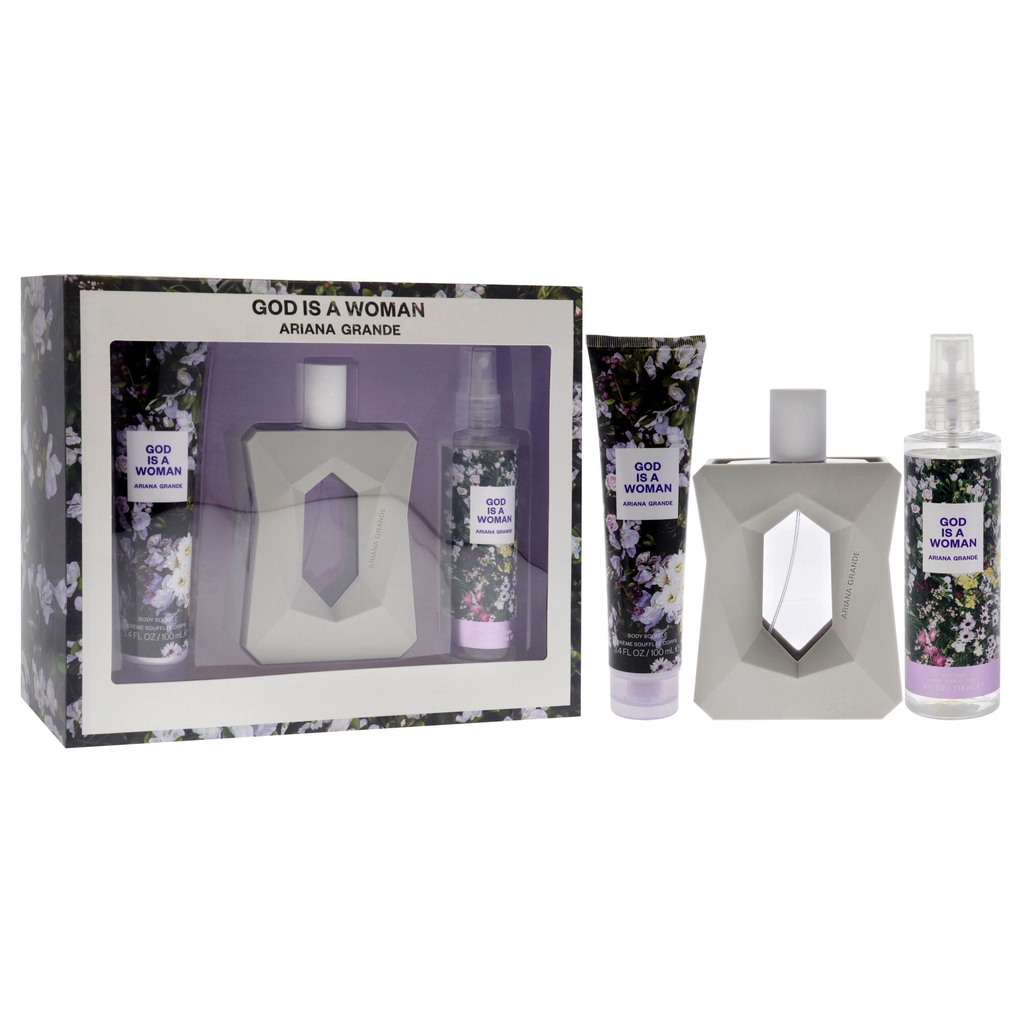God Is A Woman by Ariana Grande for Women - 3 Pc Gift Set 3.4oz EDP Spray, 4oz Body Mist, 3.4oz Body Souffle, See Description, alternate image number 1