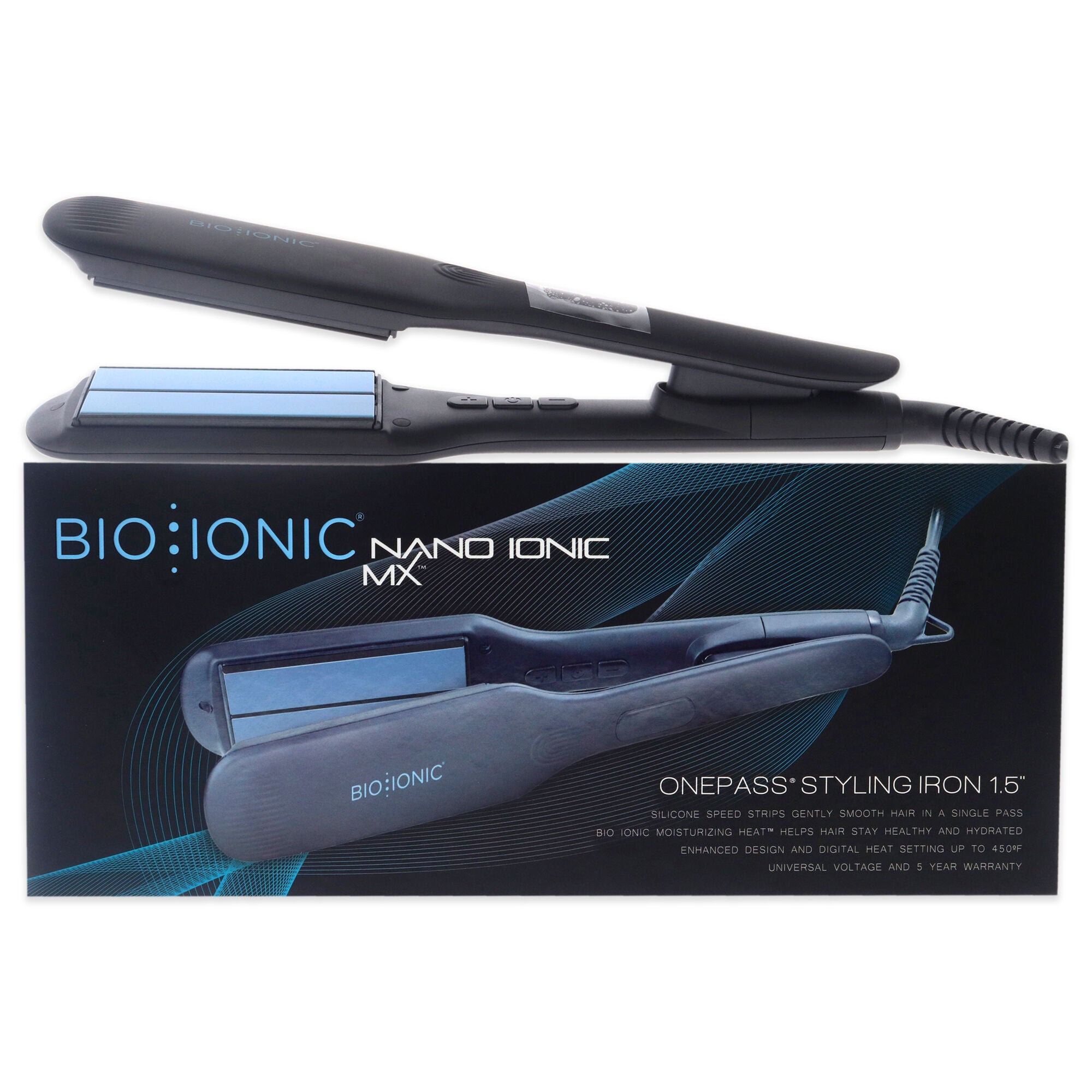 Onepass Nanoionic MX Styling Iron - Black Z-FGTST-OP-1.5LM by Bio Ionic for Women - 1.5 Inch Flat Iron, See Description, hi-res image number 0