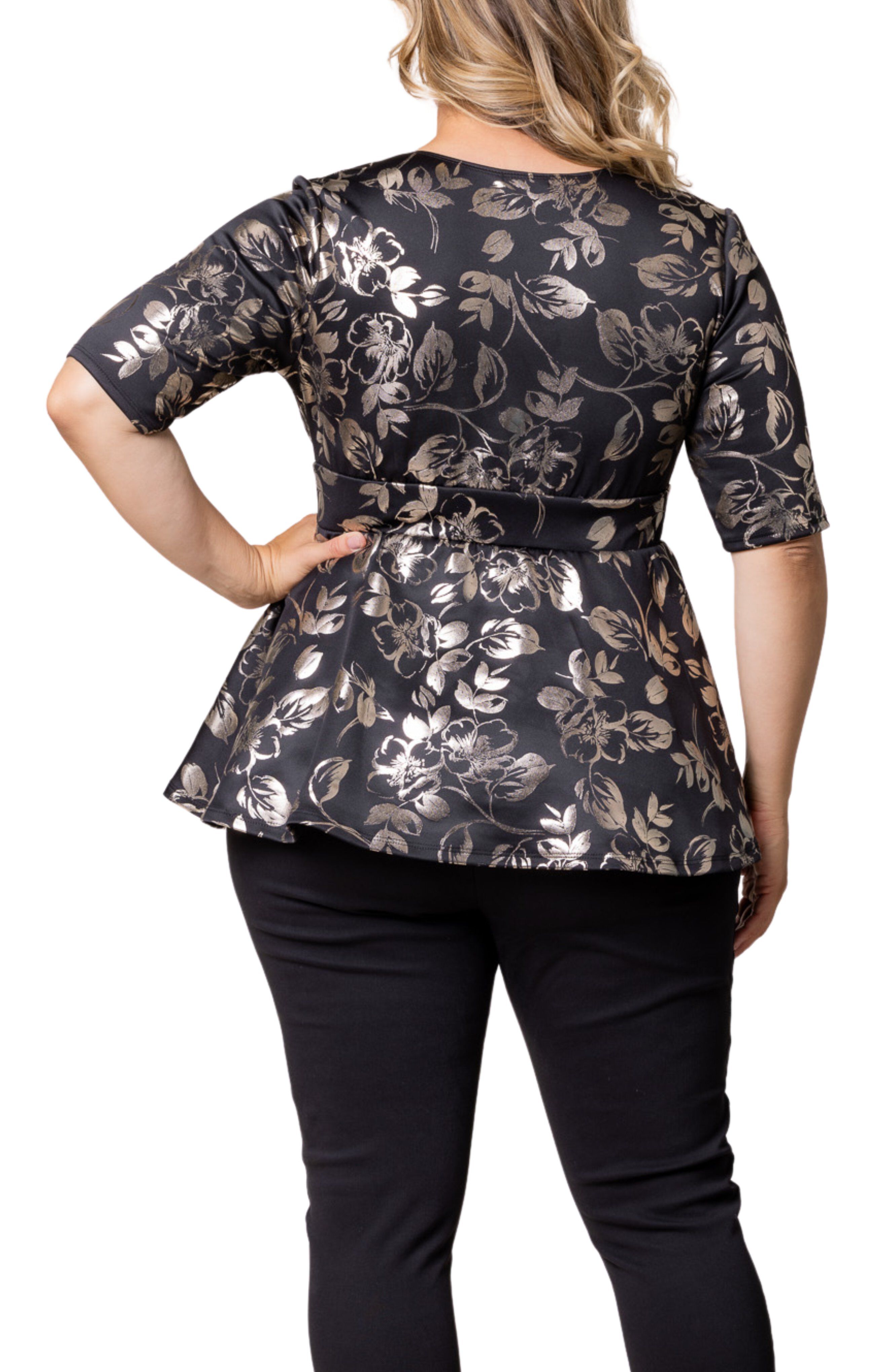 Cherished Sweetheart Peplum Top, GILDED NOIR / Black, alternate image number 1