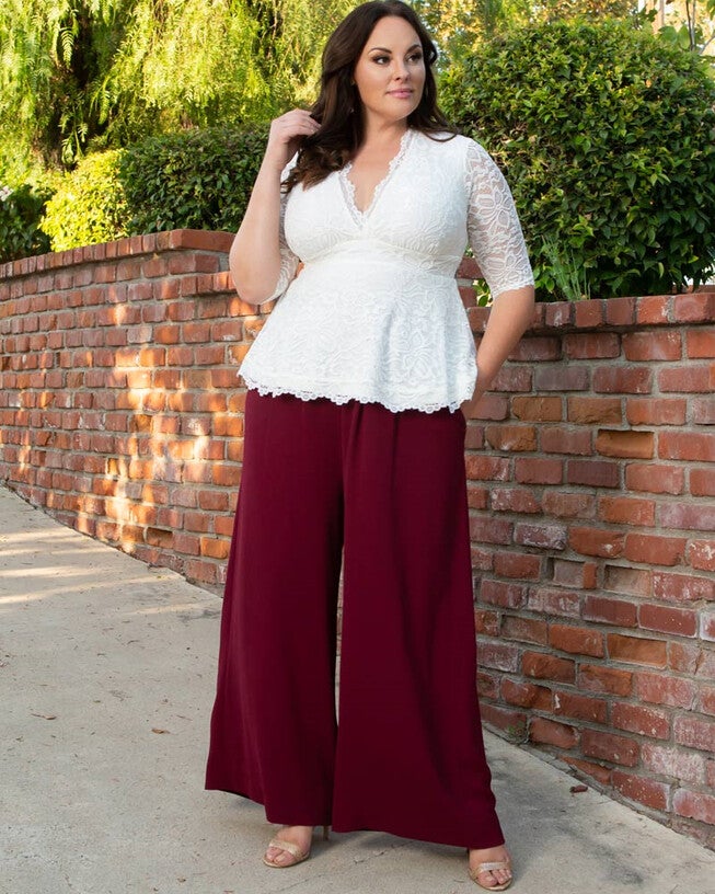 Coraline Crepe Palazzo Pants, Burgundy, hi-res image number null