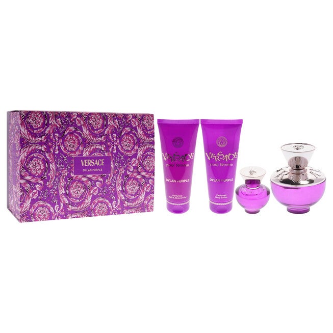 Dylan Purple by Versace for Women - 4 Pc Gift Set 3.4oz EDP Spray, 0.17oz EDP Spray Mini, 3.4oz Shower Gel, 3.4oz Body Lotion, NA, alternate image number null
