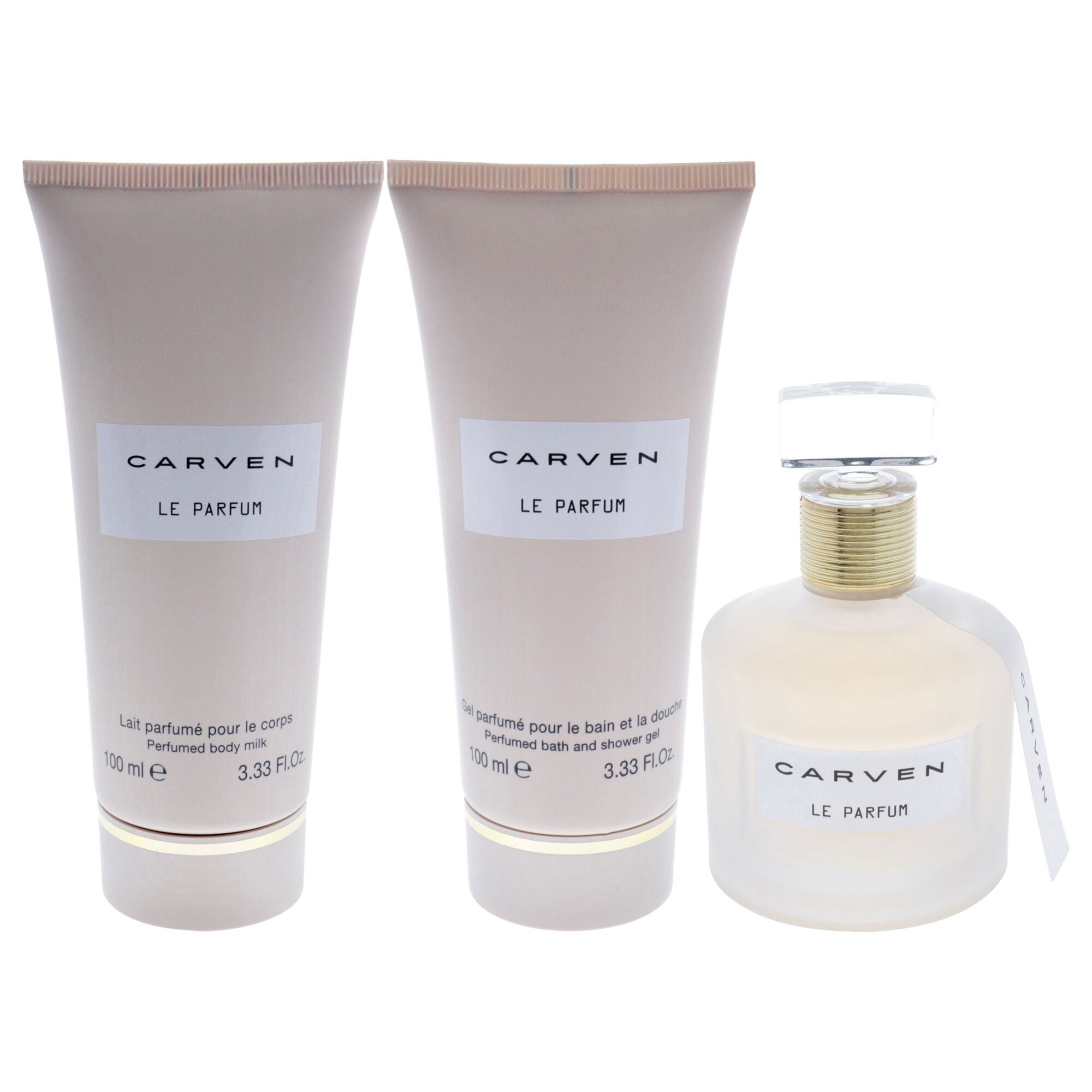 Le Parfum by Carven for Women - 3 Pc Gift Set 3.33oz EDP Spray, 3.33oz Perfumed Body Milk, 3.33oz Perfumed Bath and Shower Gel, Clear, alternate image number 1