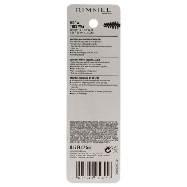 Brow This Way Lightweight Gel - 002 Medium Brown by Rimmel London for Women - 0.17 oz Eyebrow Gel, , alternate image number 4
