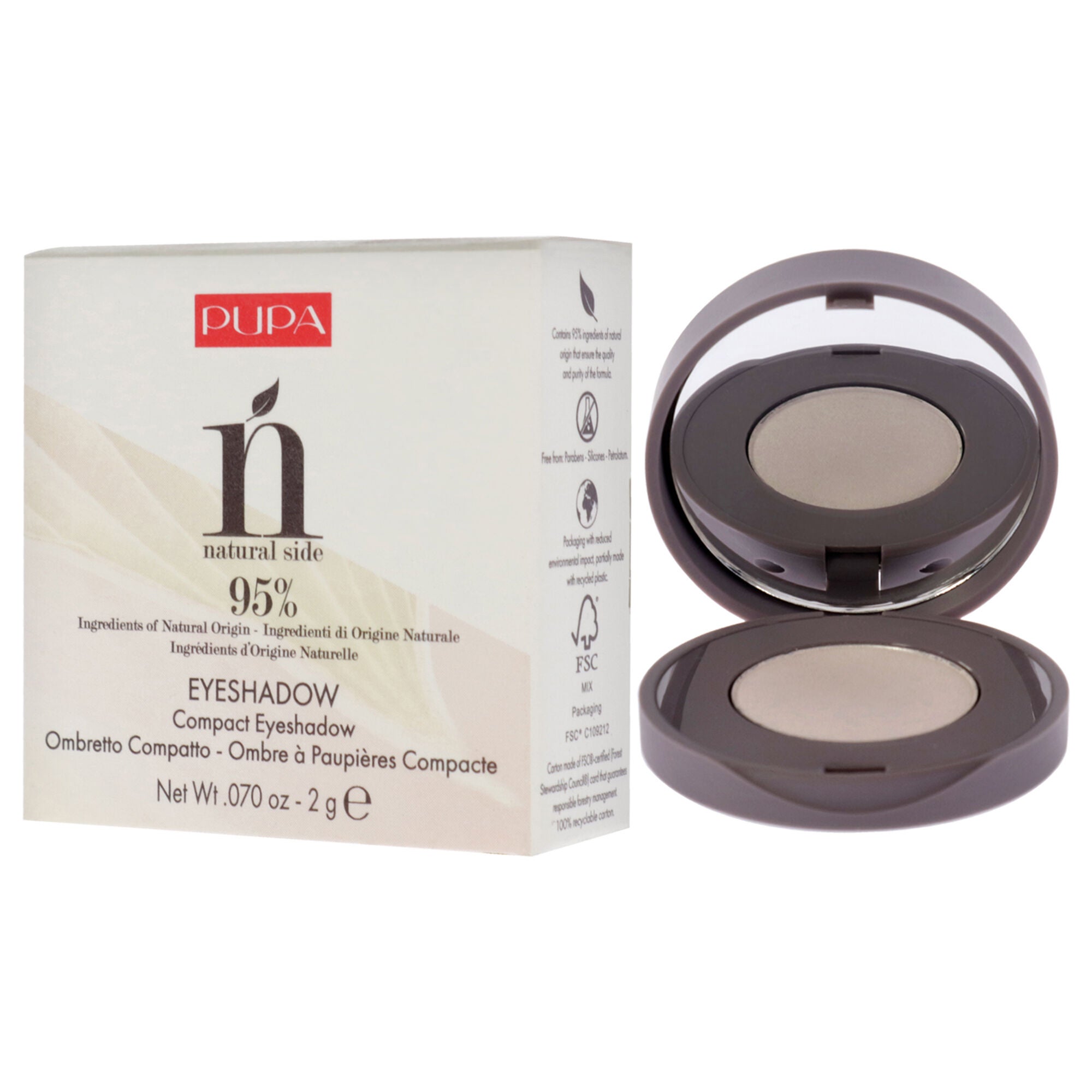 Natural Side Compact Eyeshadow - 003 Silky White by Pupa Milano for Women - 0.07 oz Eye Shadow, See Description, alternate image number 2