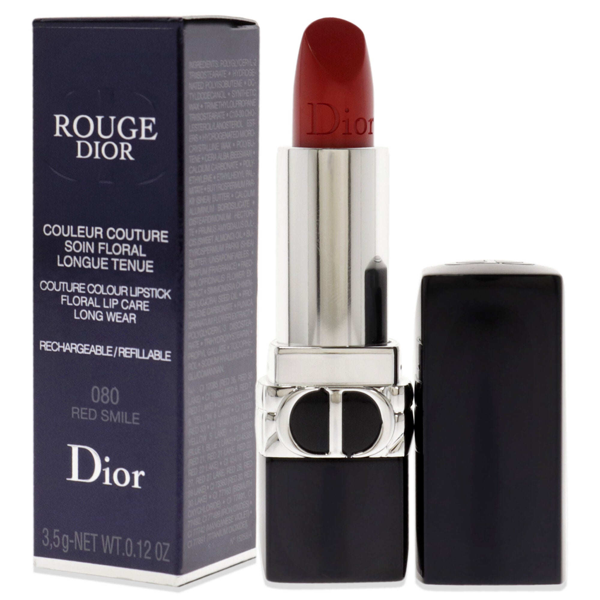 Rouge Dior Couture Lipstick Satin - 080 Red Smile by Christian Dior for Women - 0.12 oz Lipstick (Refillable), See Description, alternate image number 3